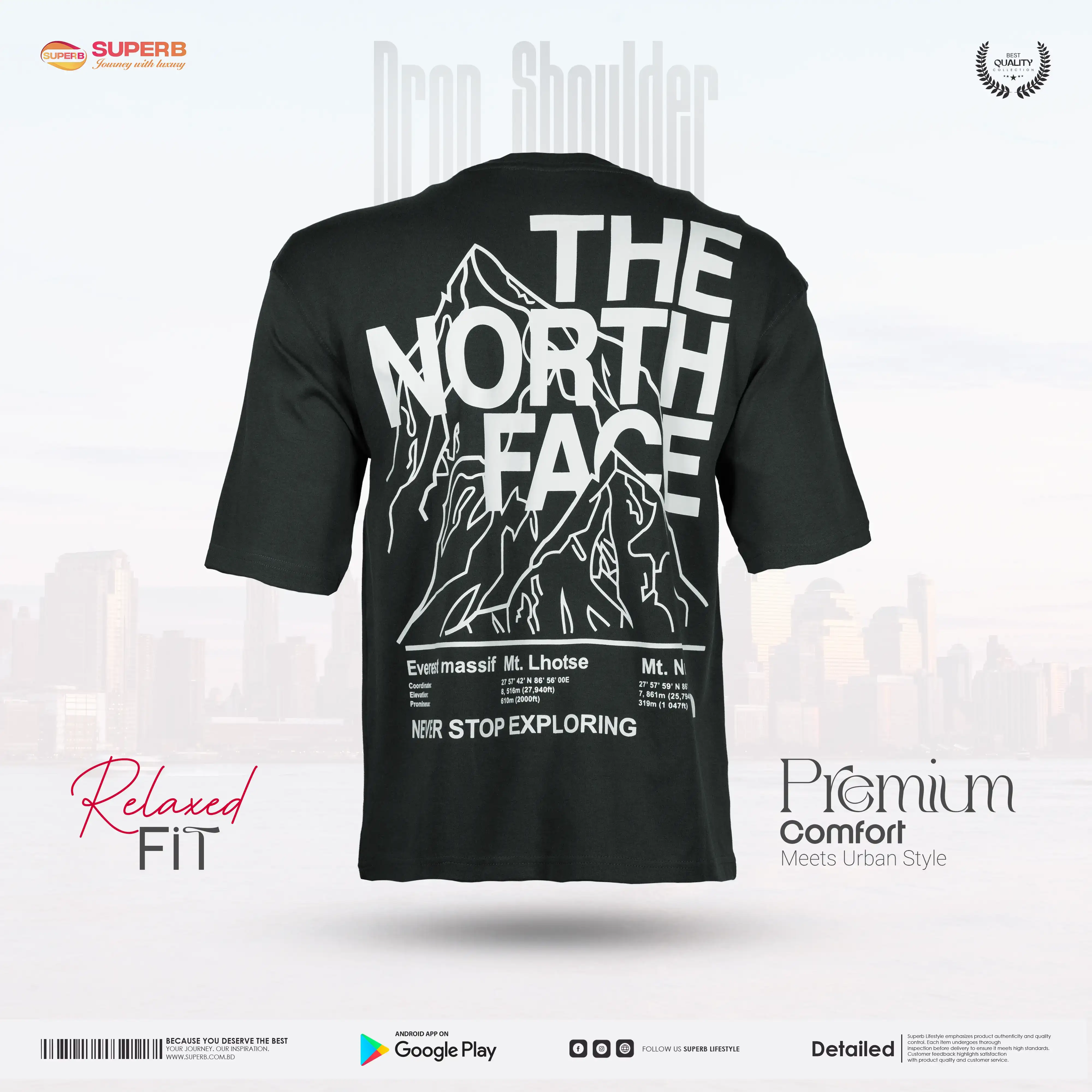 The North Face Men's Relaxed Fit Dropshoulder Graphic T-shirt || Superb - 