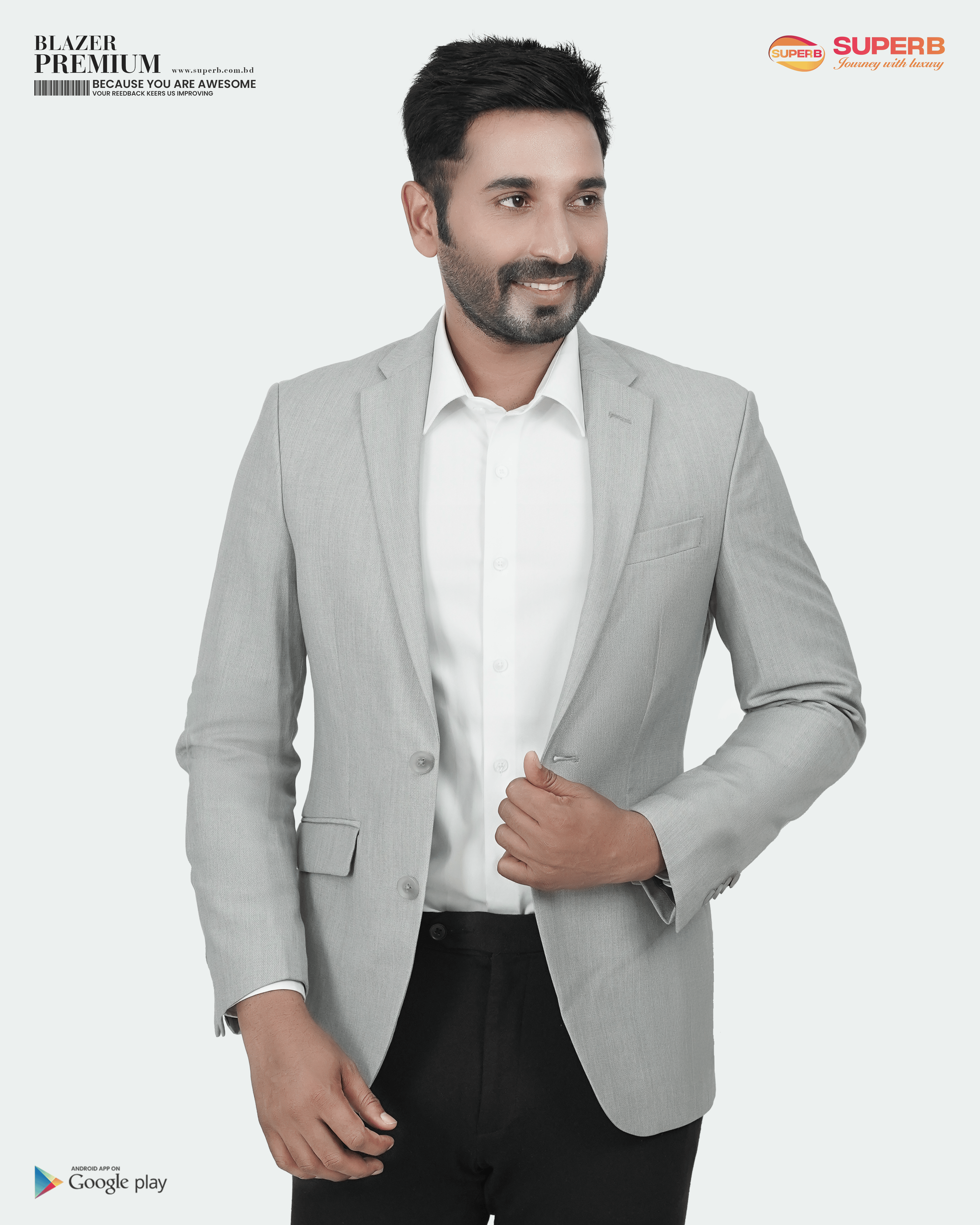 Kenneth Cole Reaction Men's Premium Flex Blazer || Superb - Rhino Gray