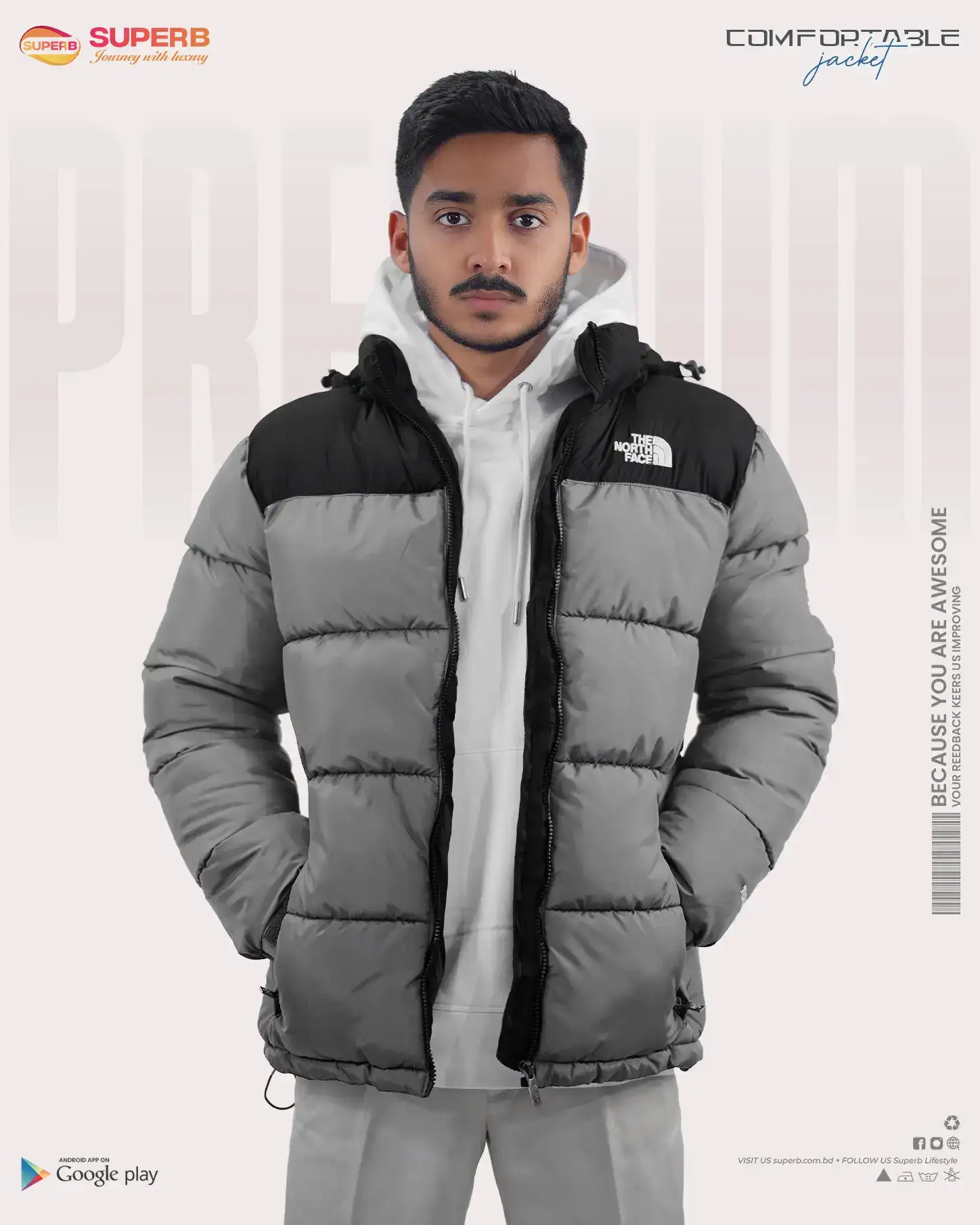 The North Face-1996 Retro Nuptse Jacket - 700™ Series || Superb - Silver