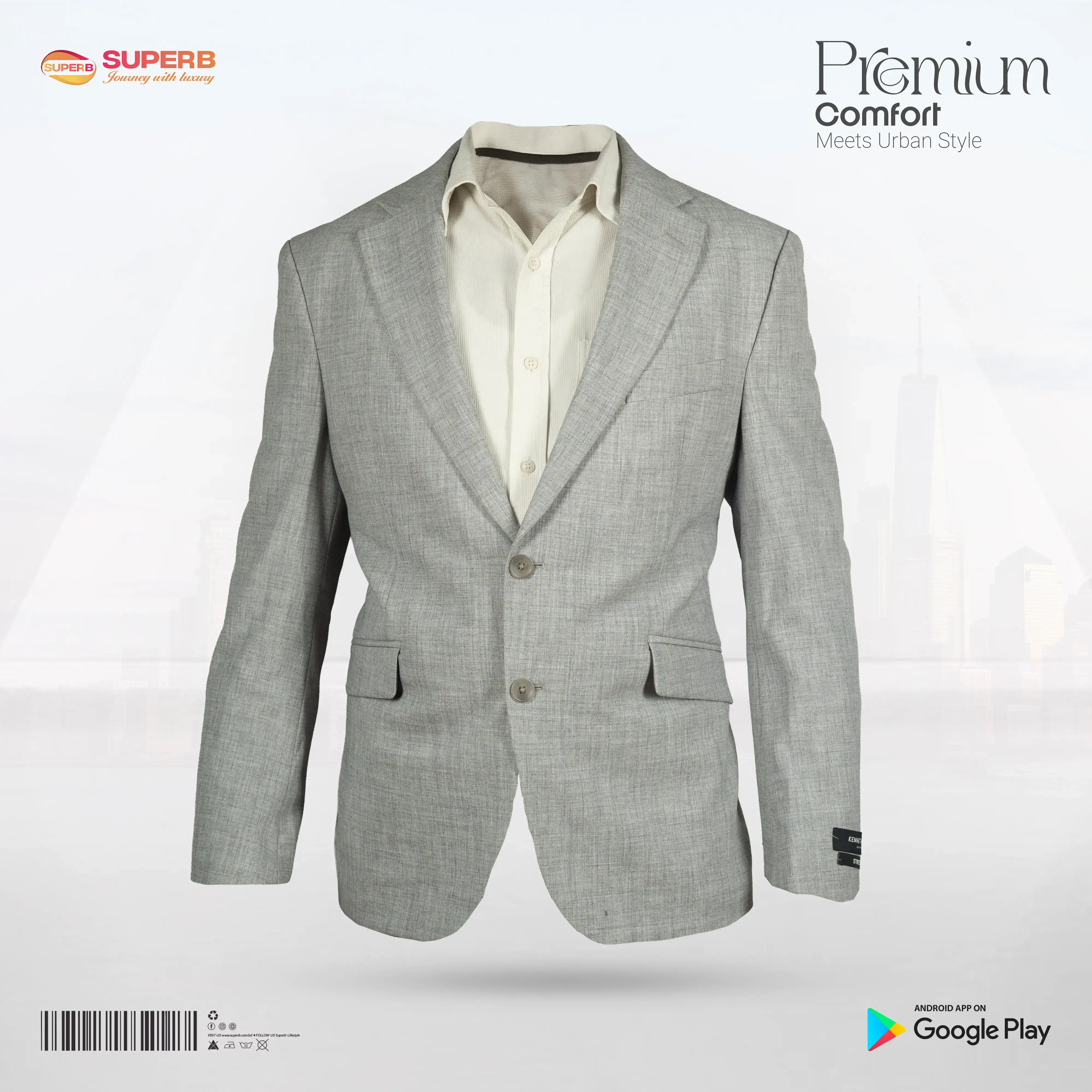 Kenneth Cole Men’s Ash Brash Stretch Blazer | Modern Tailored Fit || Superb - Ash Brash