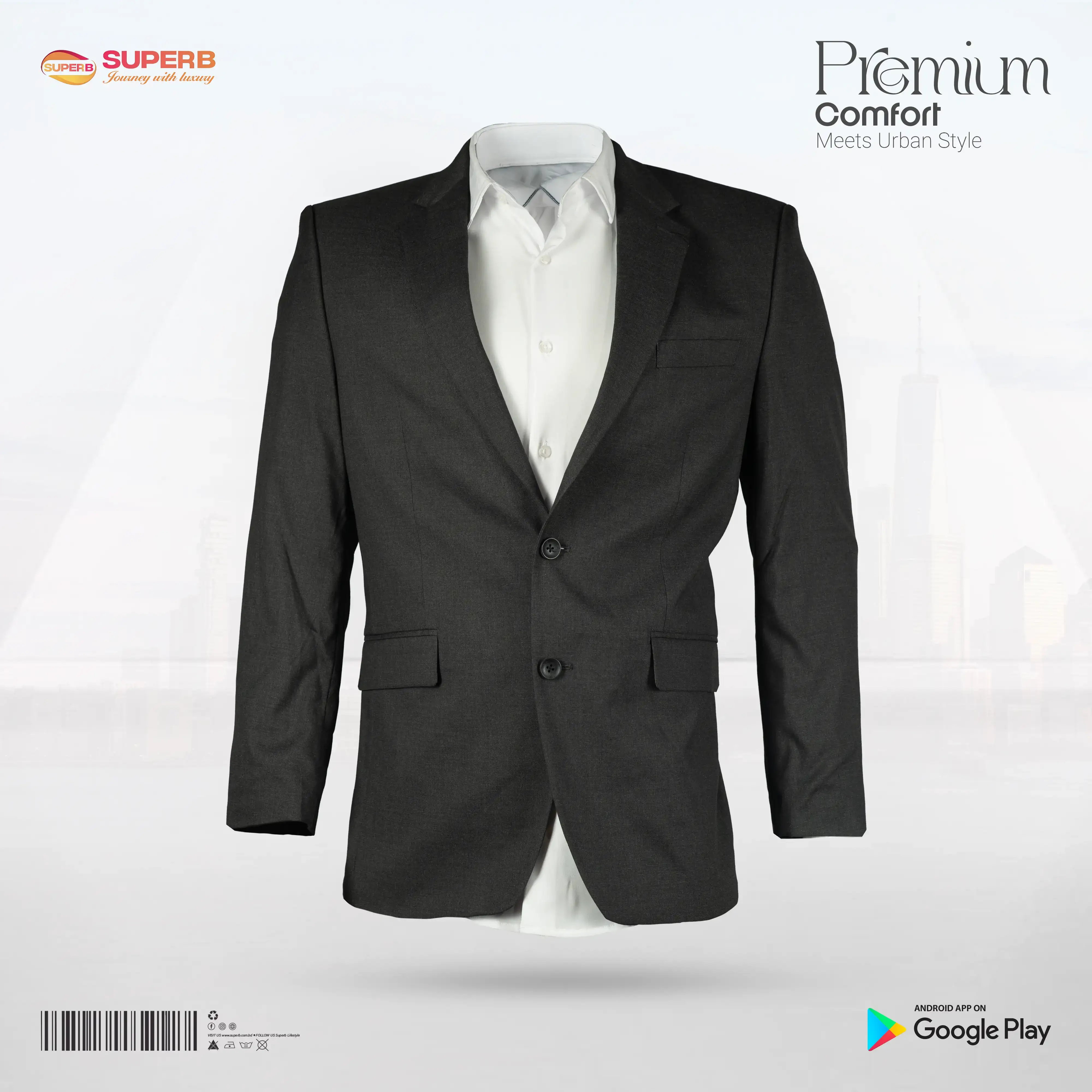 J.M. Haggar Slim Fit Black Ash- Stretch Blazer | Men’s Modern Tailored Style || Superb - Black Ash