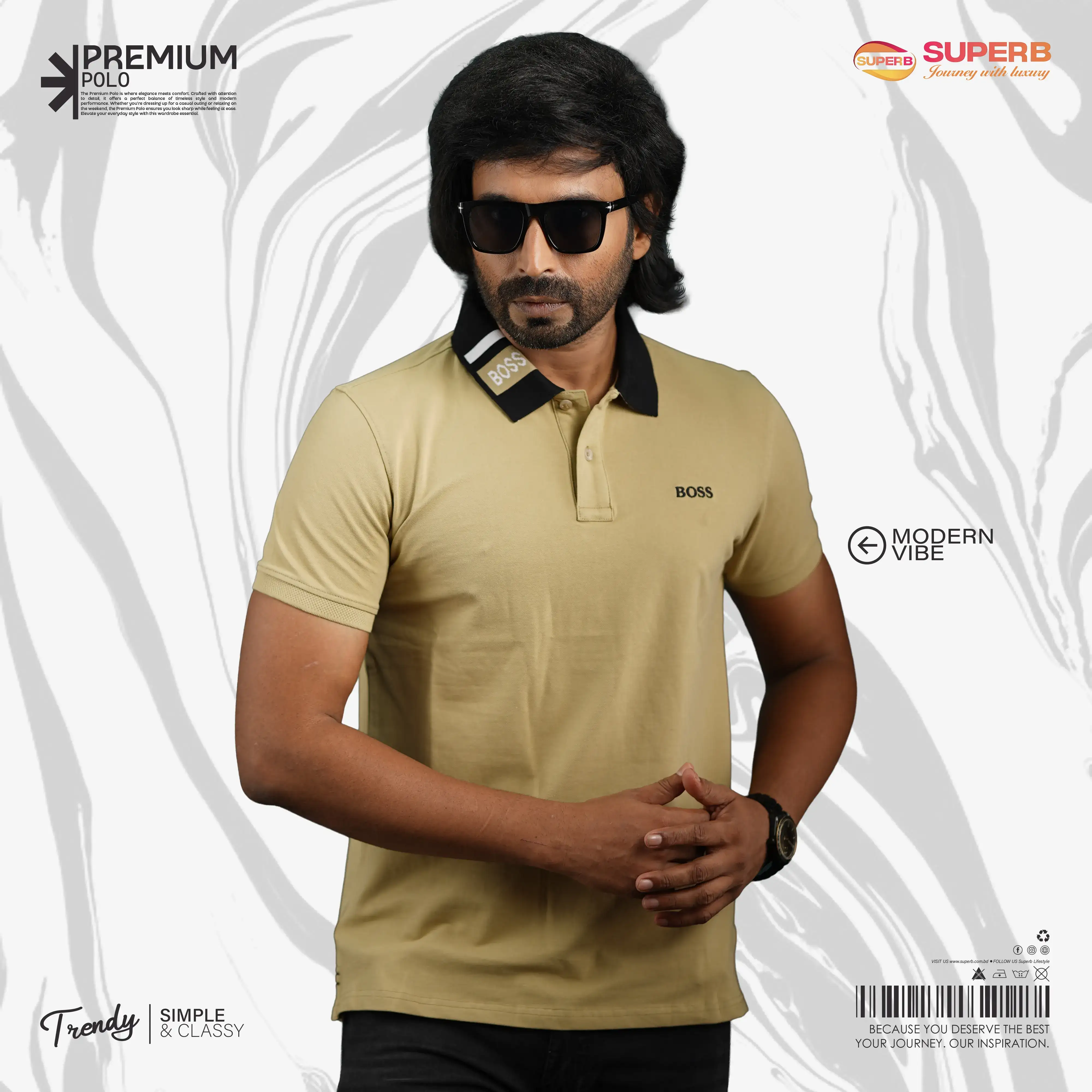 BOSS Men’s Premium Slim Fit Polo Shirt– Piqué Knit Cotton Blend || Superb - Brown