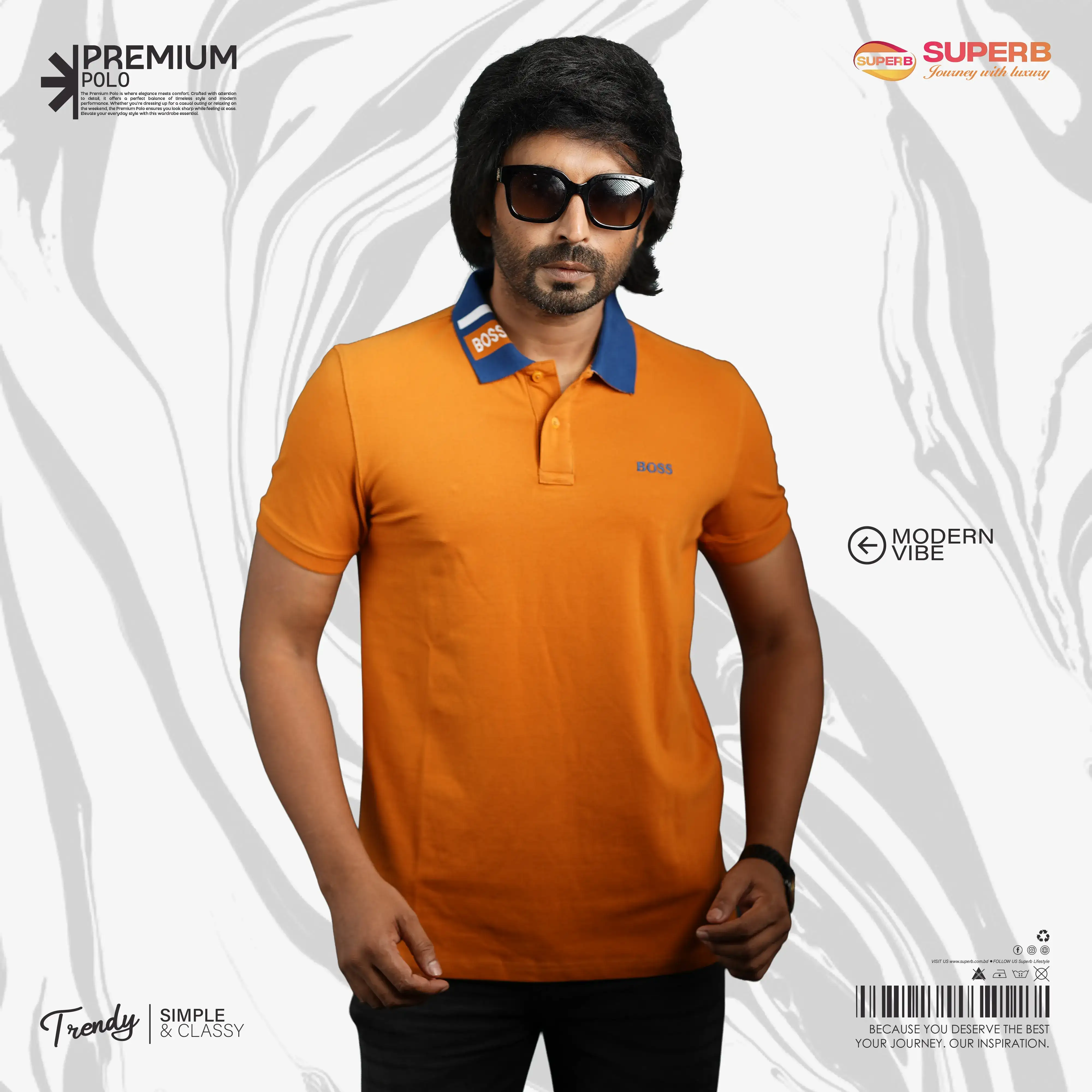 BOSS Men’s Premium Slim Fit Polo Shirt– Piqué Knit Cotton Blend || Superb - Orange