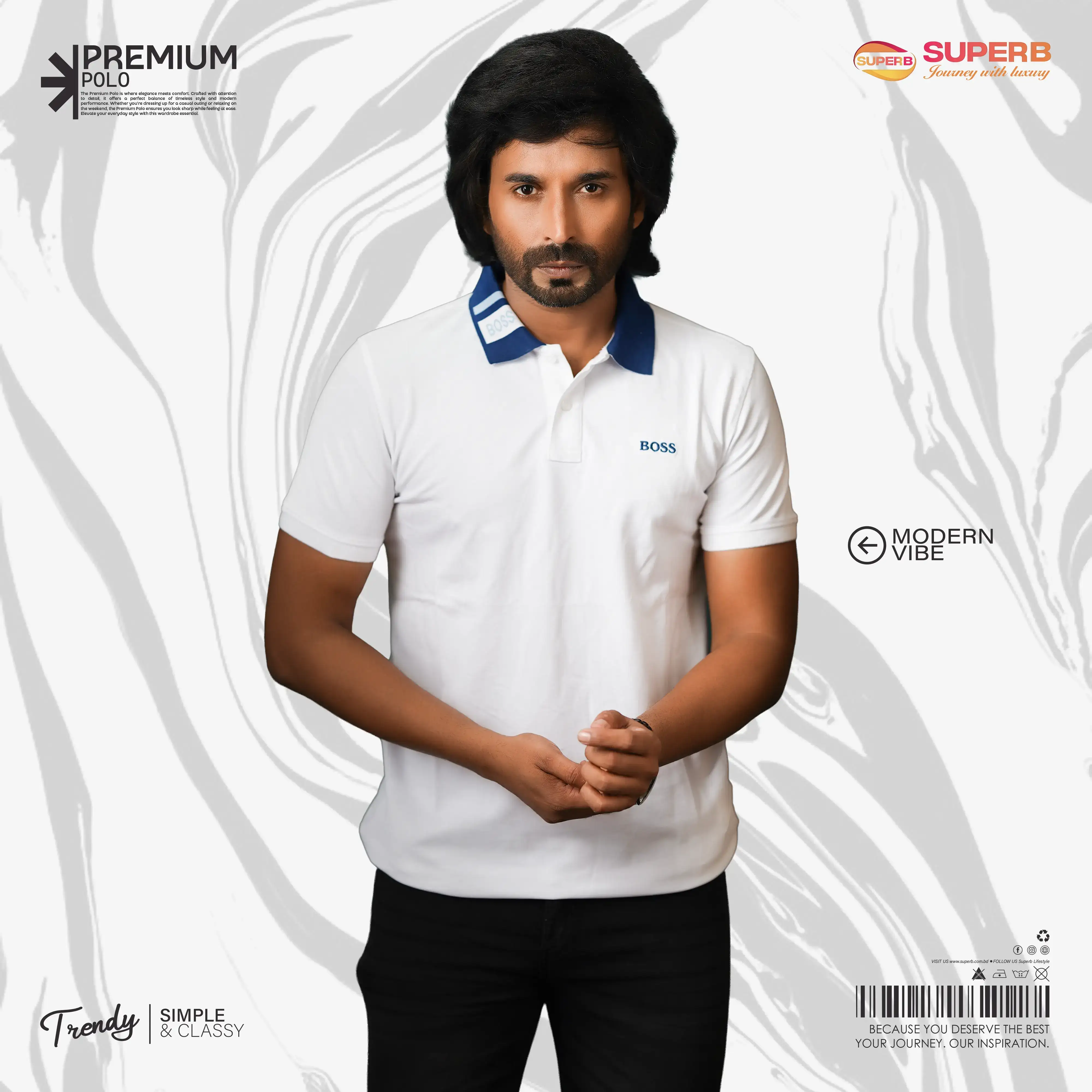 BOSS Men’s Premium Slim Fit Polo Shirt– Piqué Knit Cotton Blend || Superb - White