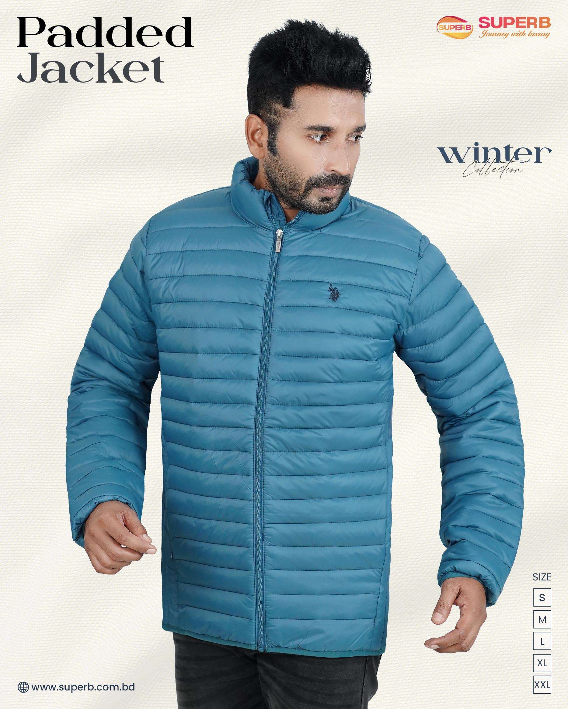Men's US Polo Padded Jacket - Winter Collection || Superb Lifestyle - Sky Blue