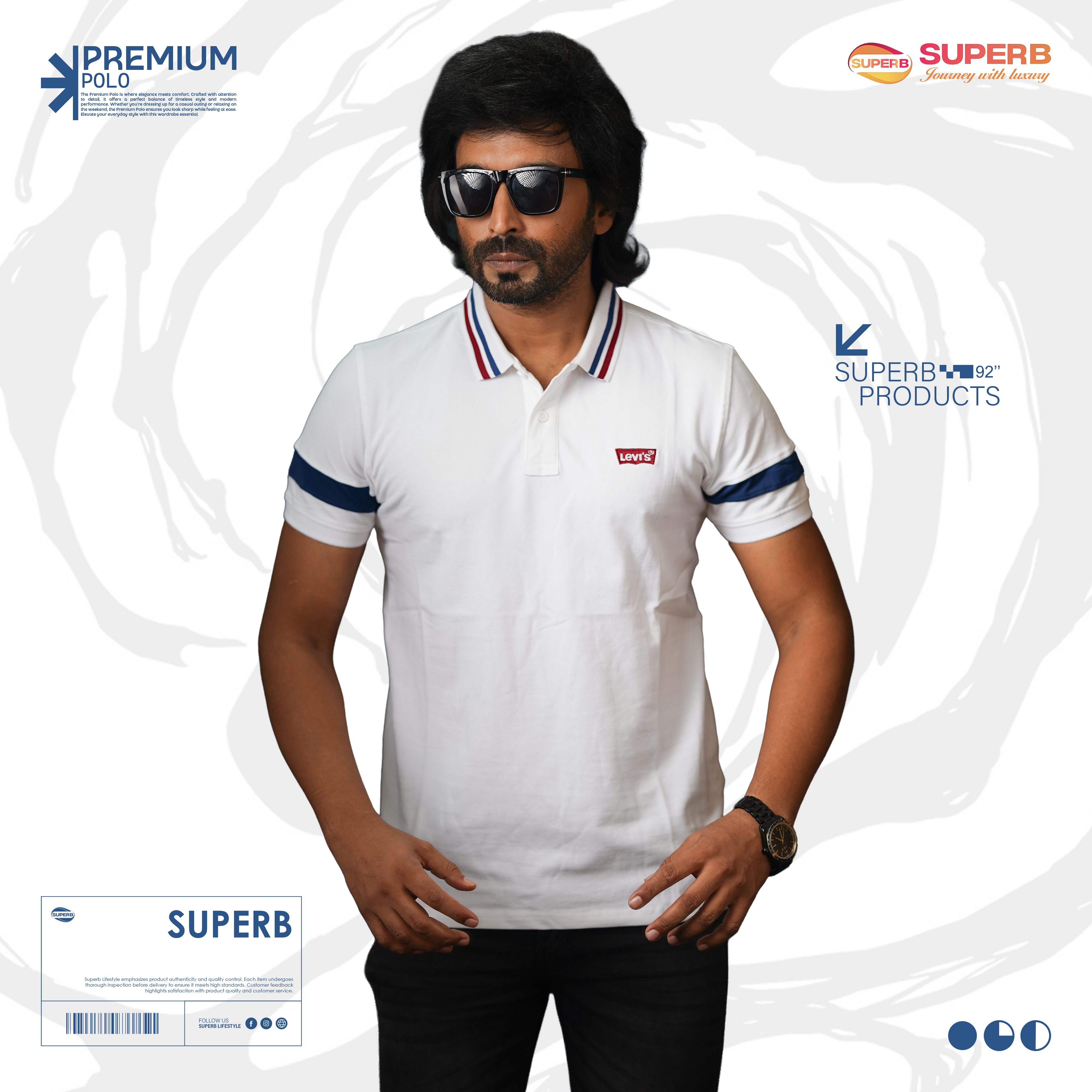 Levi’s Premium Polo T-Shirt for Men – Multiple Colors || Superb - White