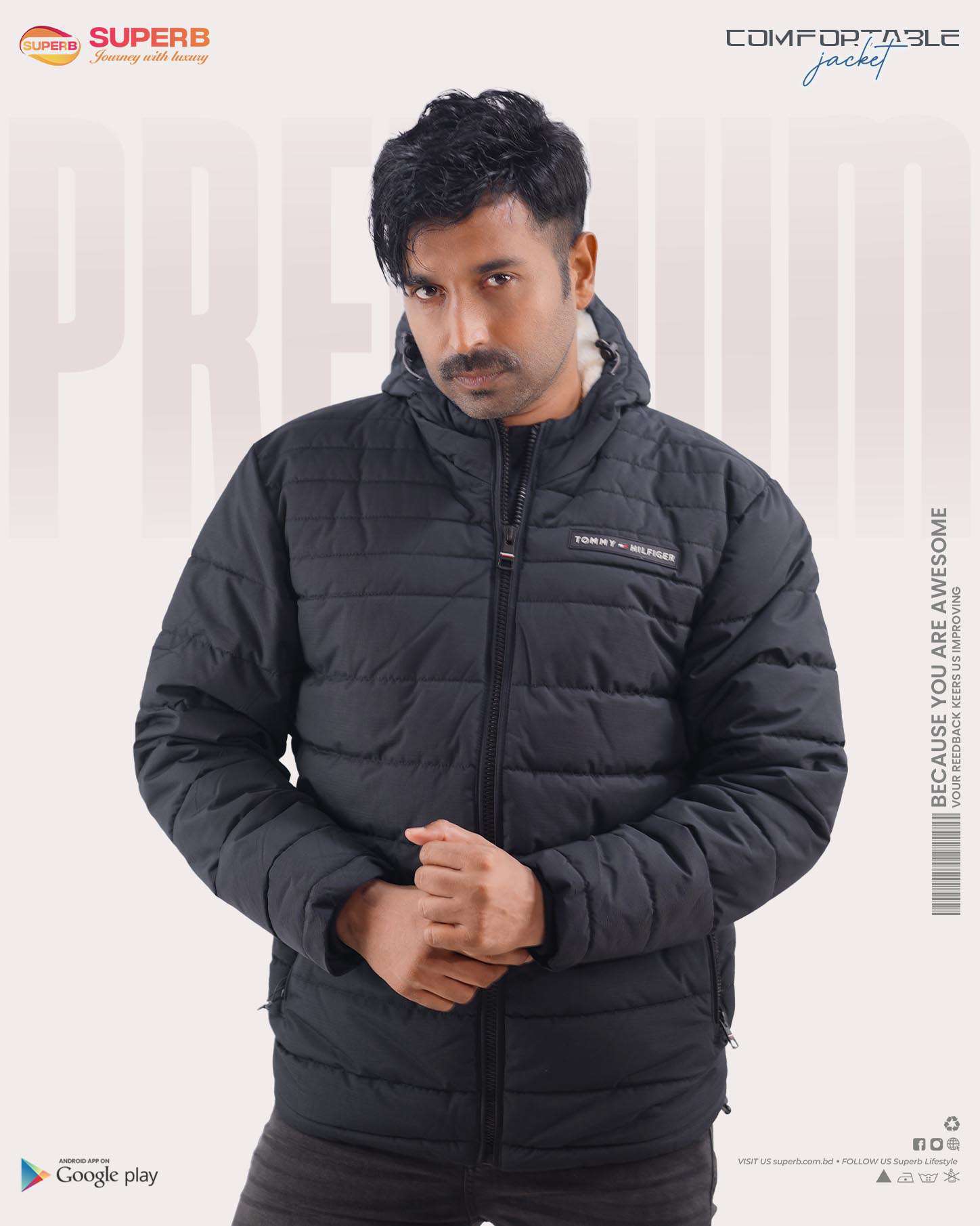 Tommy Hilfiger Sherpa Padded Jacket || Superb - Black