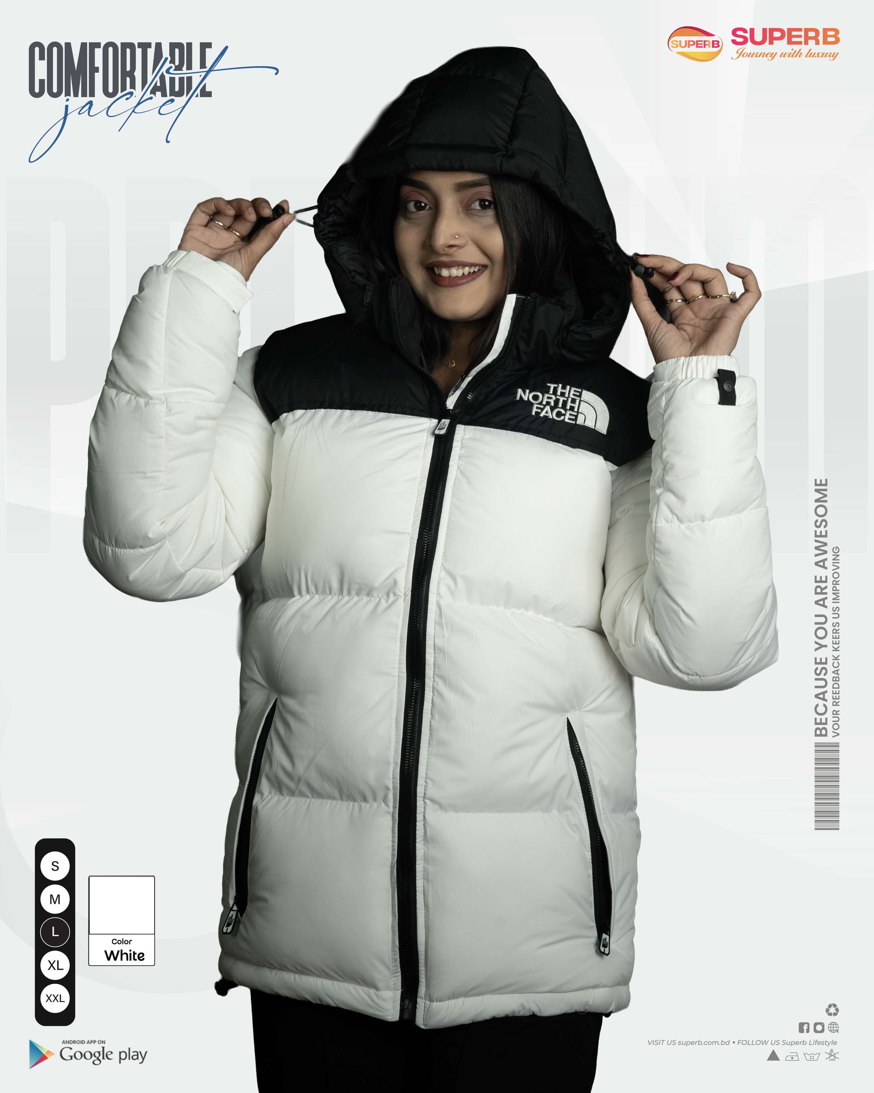 The North Face – 1996 Retro Nuptse Jacket 700 Series (2025 Model) | Superb - White