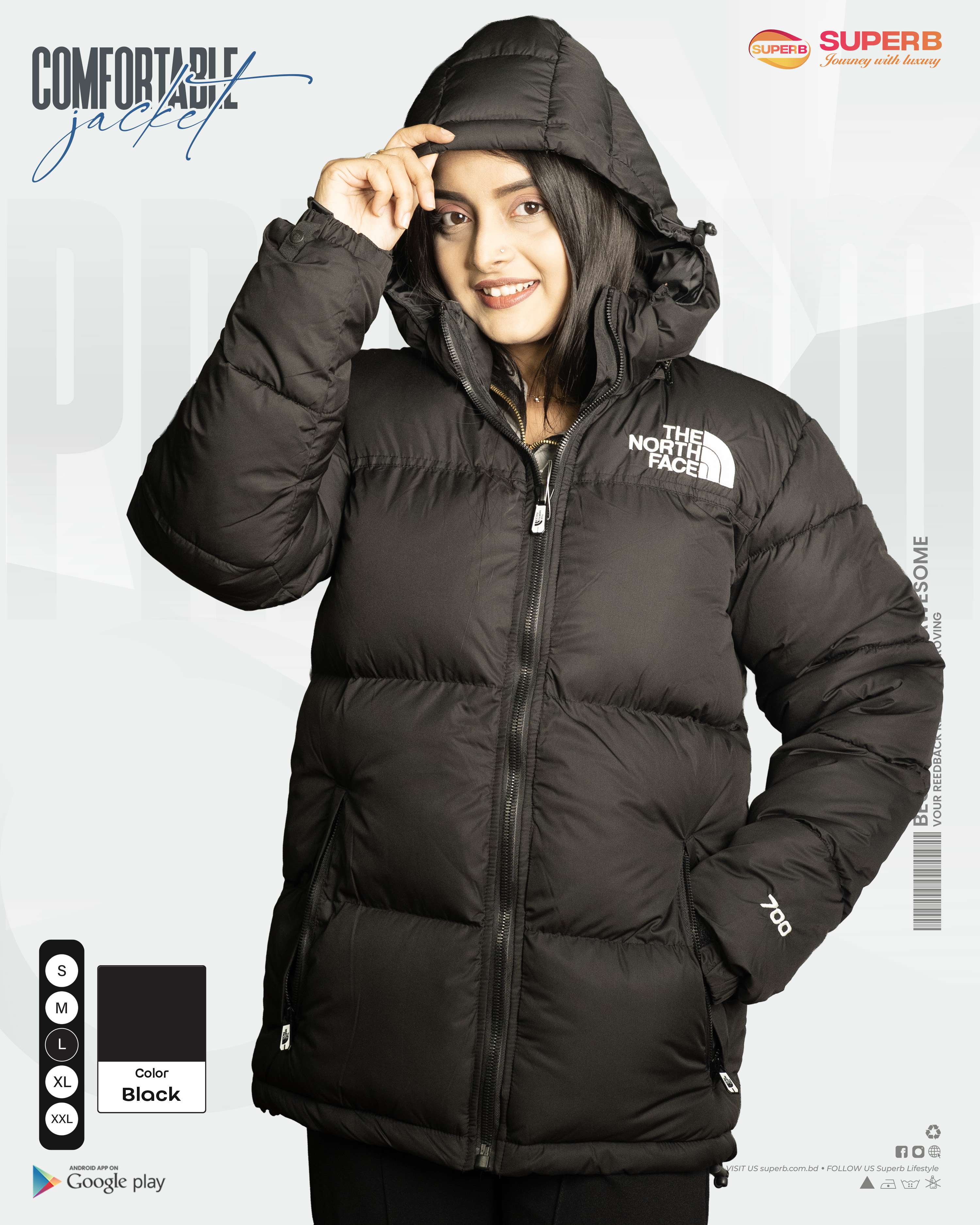 The North Face – 1996 Retro Nuptse Jacket 700 Series (2025 Model) | Superb - Black