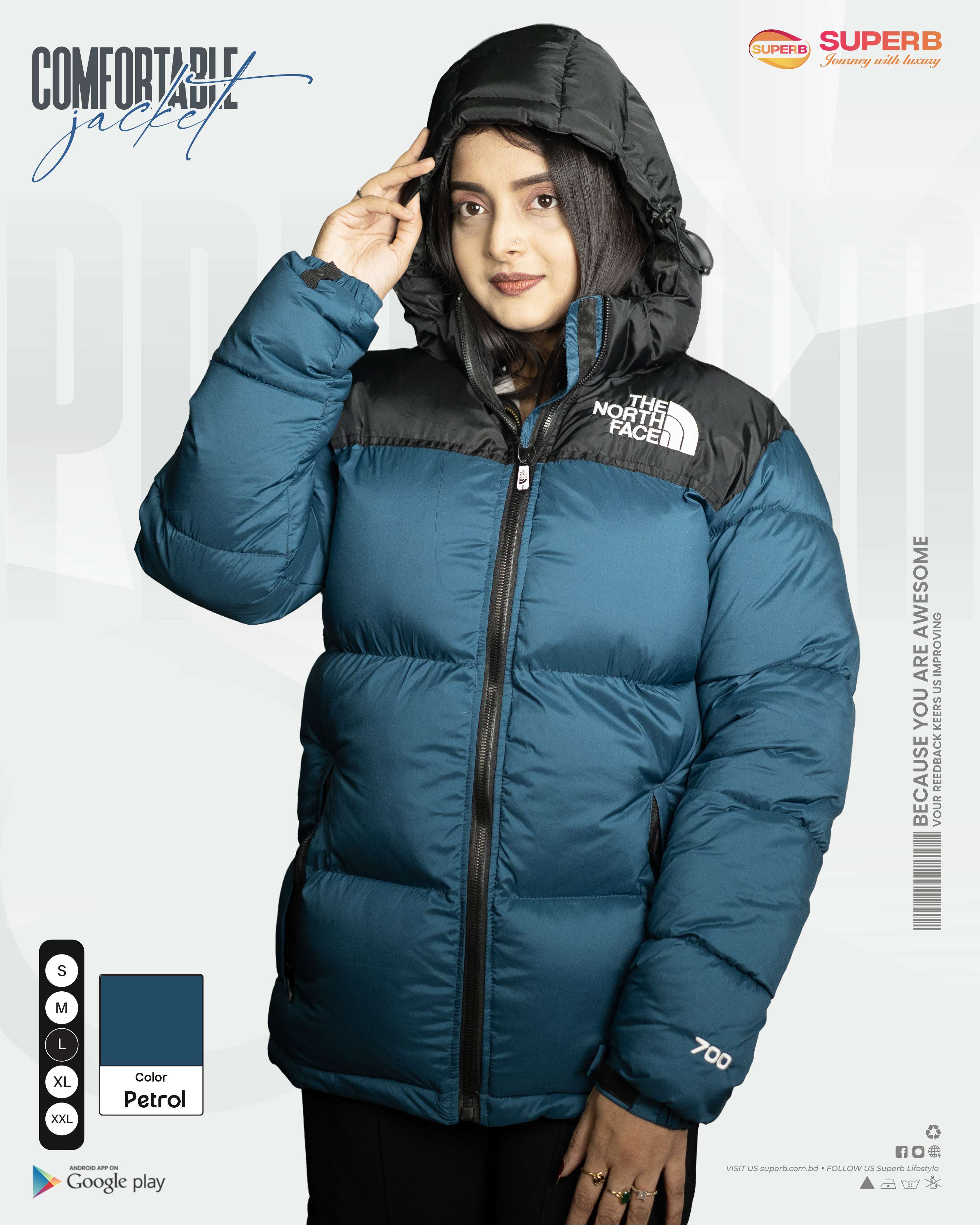 The North Face – 1996 Retro Nuptse Jacket 700 Series (2025 Model) | Superb - Petrol