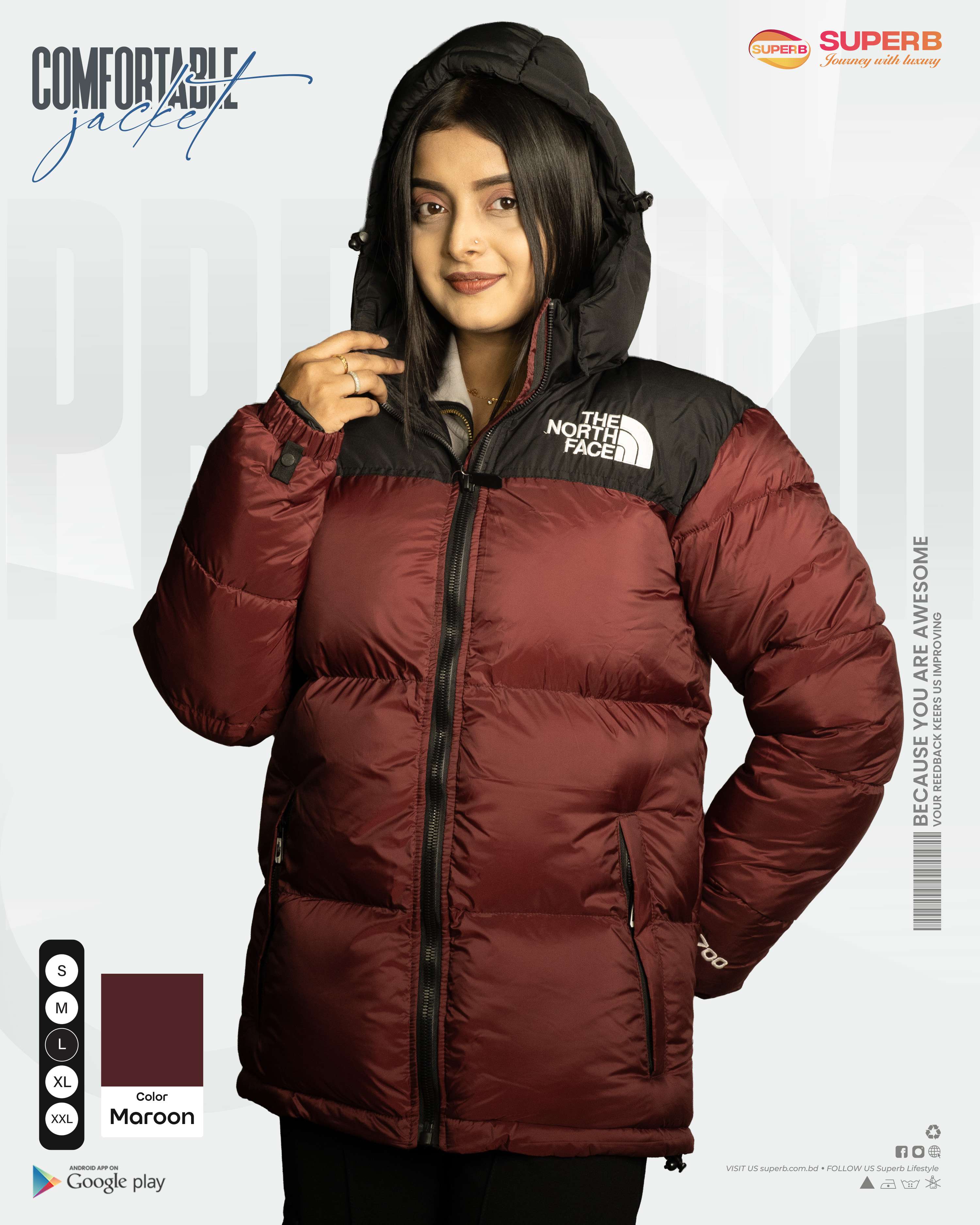 The North Face – 1996 Retro Nuptse Jacket 700 Series (2025 Model) | Superb - Maroon