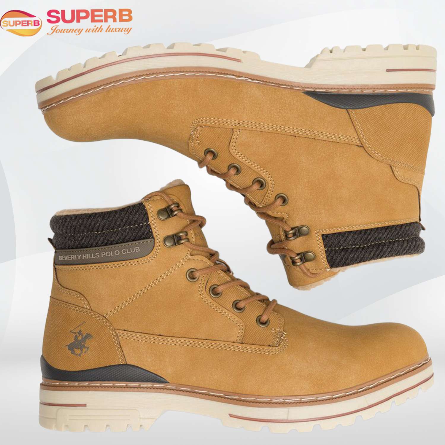 Beverly Hills Polo Club Winter Boots – Faux-Leather Warm-Lined Ankle Boot | Superb - Khaki