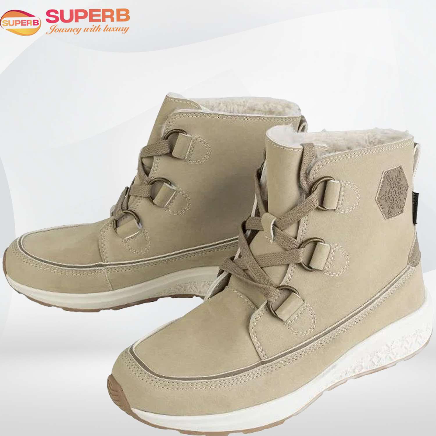 Oyanda Waterproof Winter Boots for Women – Warm Lined Ankle Boot | Superb - Beige