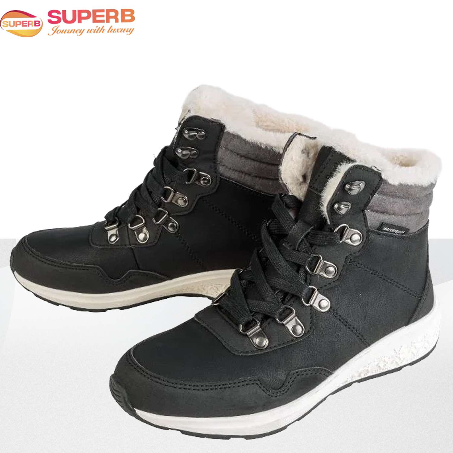 Oyanda Waterproof Winter Boots for Women – Warm Lined Ankle Boot | Superb - Black