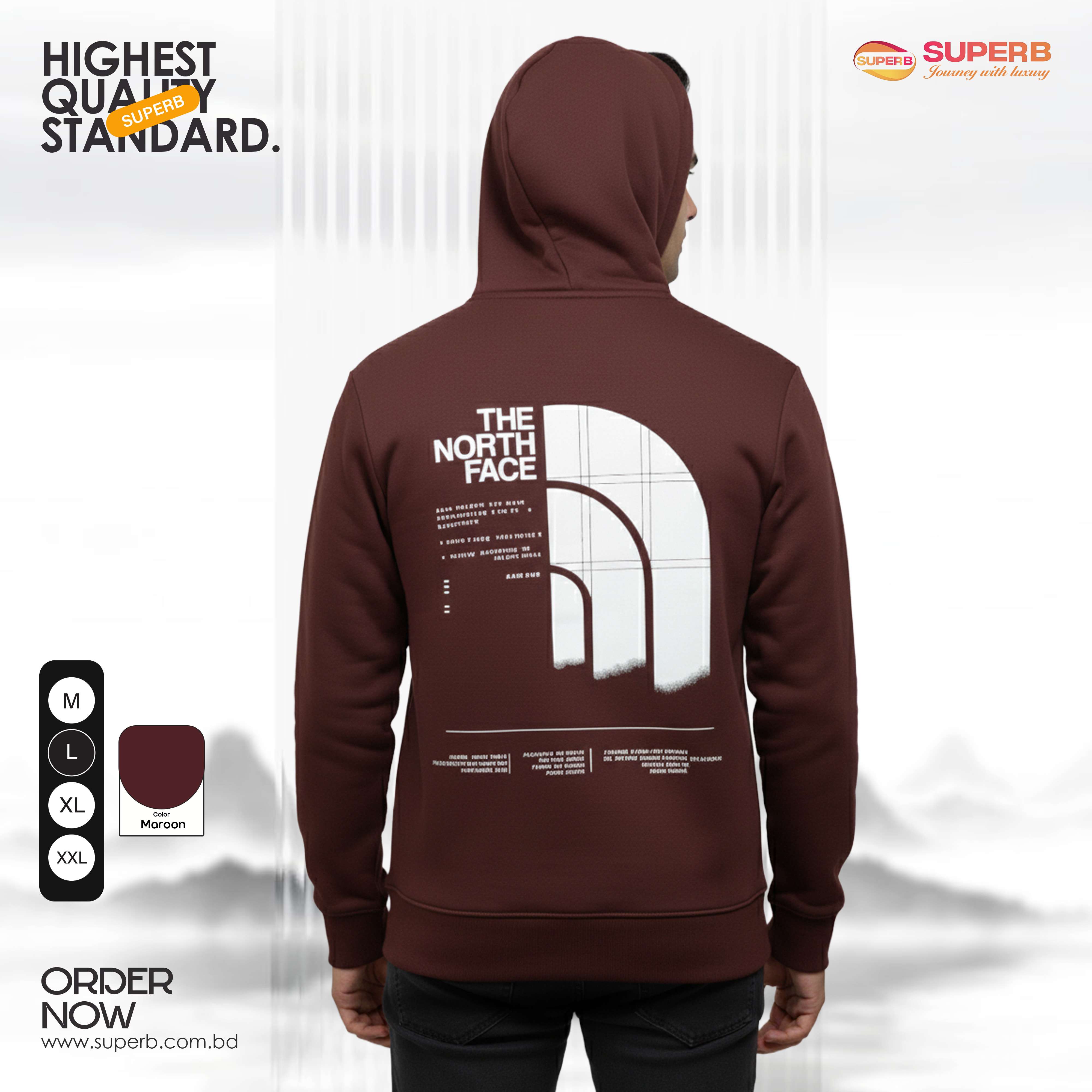 The North Face Premium Hoodie – 350+ GSM Cotton Brusho Fabric | Superb - 