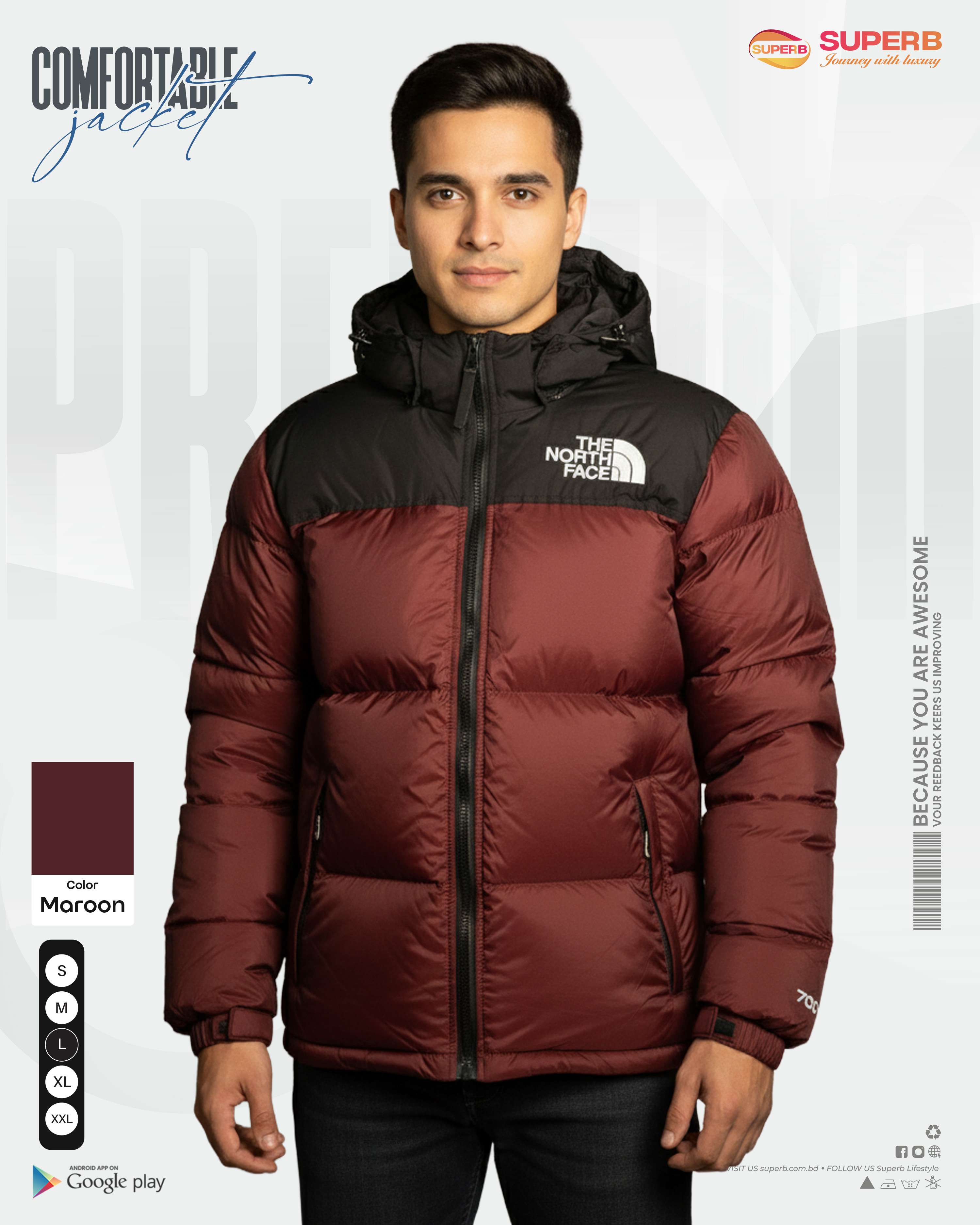 The North Face – 1996 Retro Nuptse Jacket 700 Series (2025 Model) | Superb - Maroon