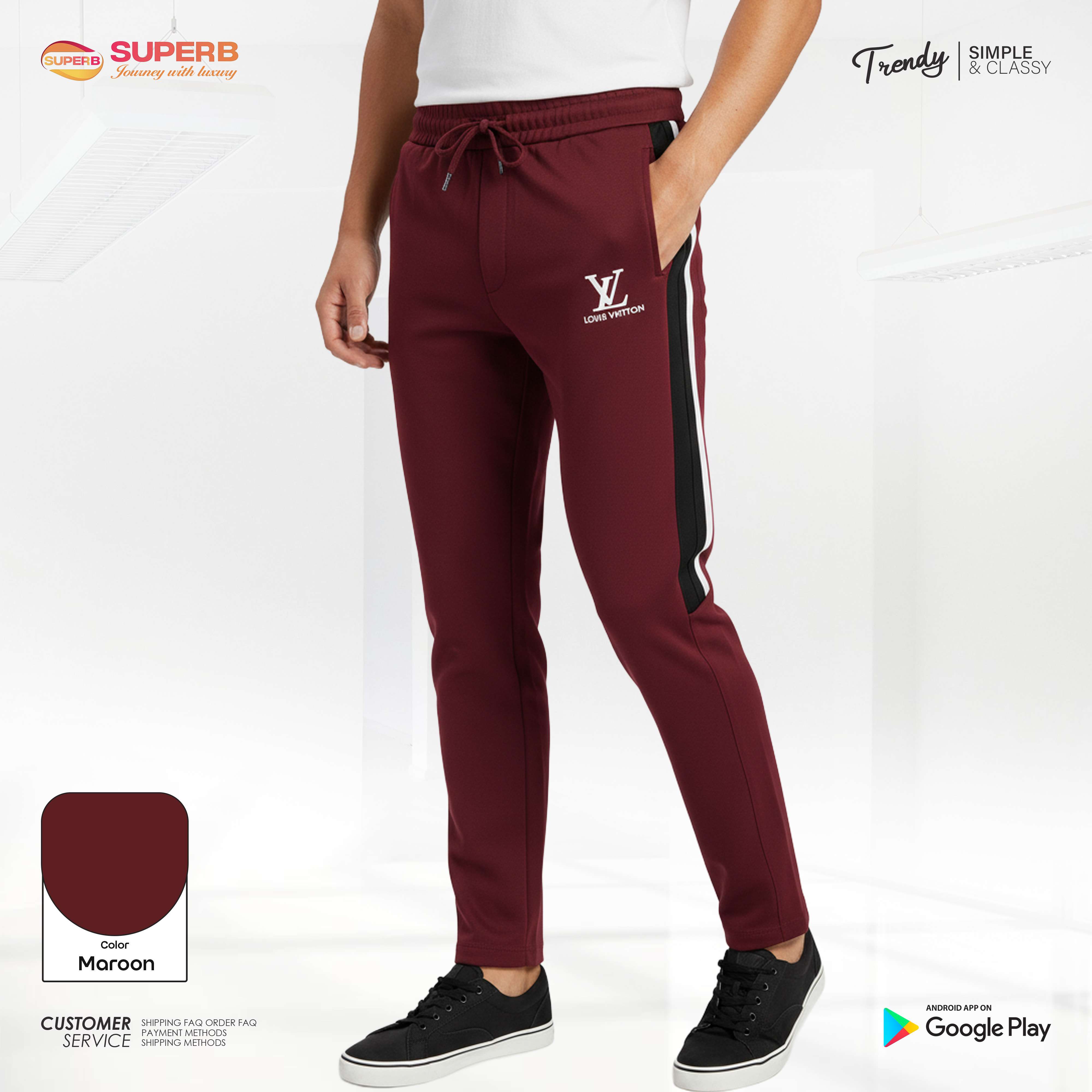 Louis Vuitton Signature Stripe Trouser – Elite Comfort & Style - Maroon