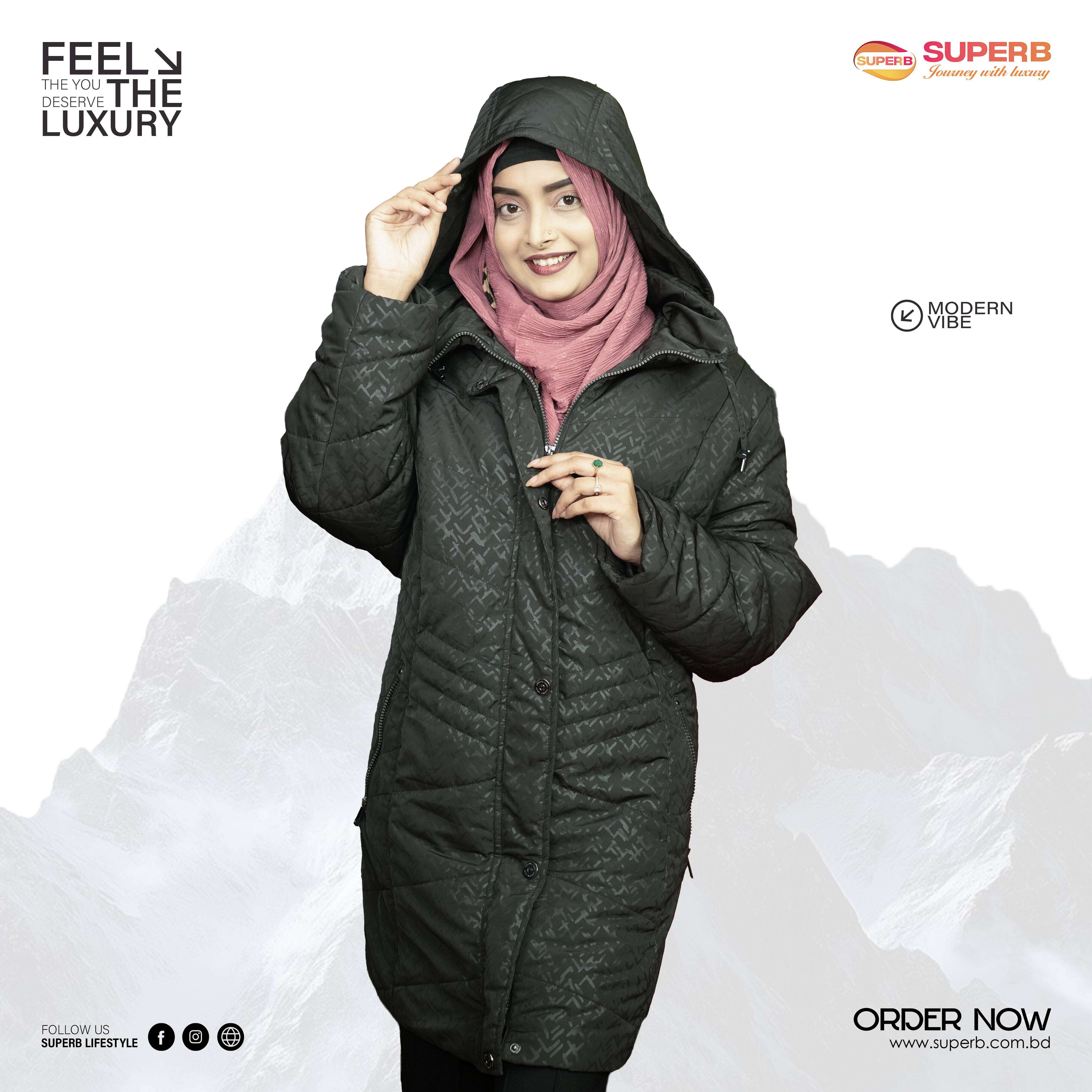 Barbara Lebek Women's Semi-Long Quilted Jacket (Designed in Germany) || Superb - Black