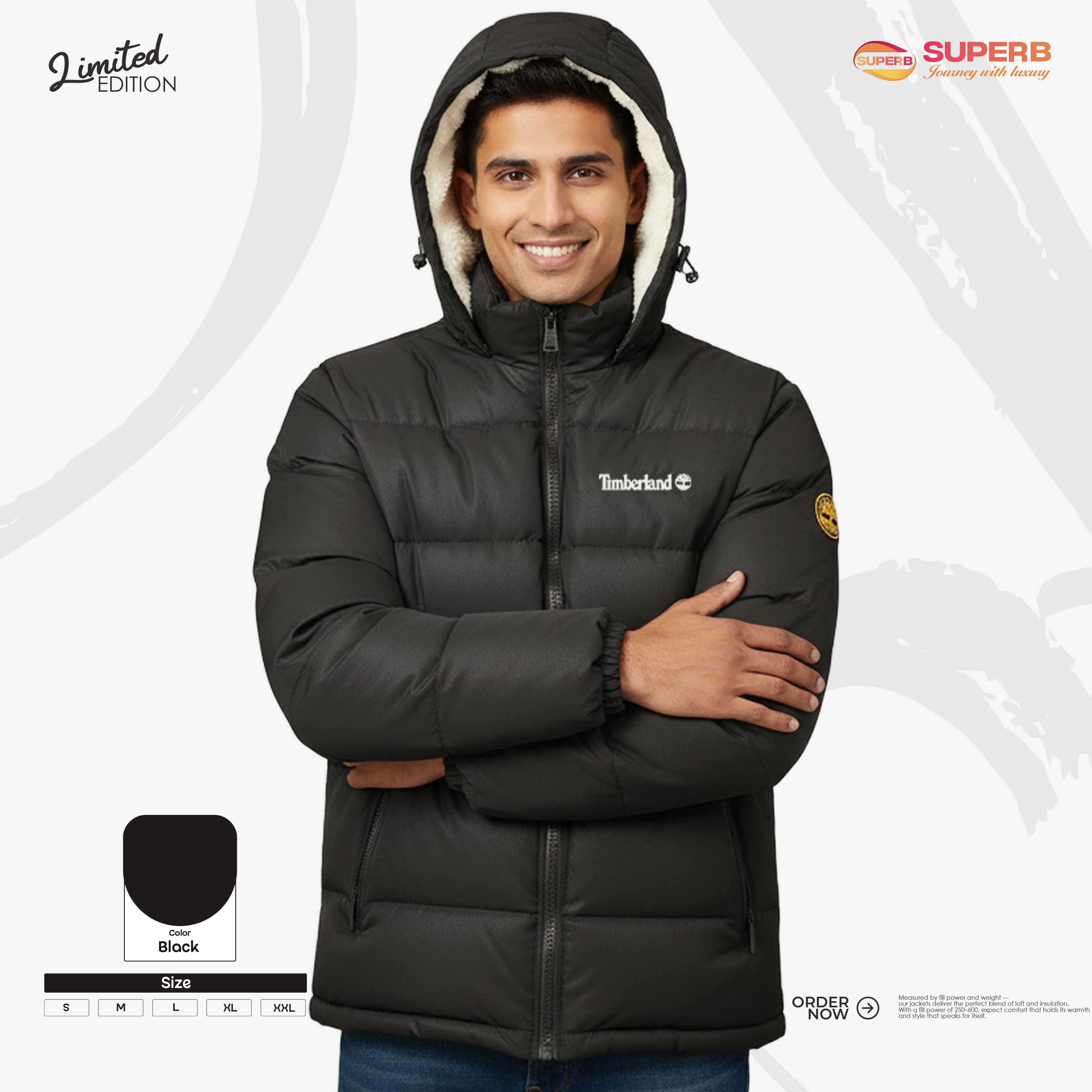 Timberland Premium Sherpa Padded Jacket | Extreme Cold Winter Wear | Superb - Black
