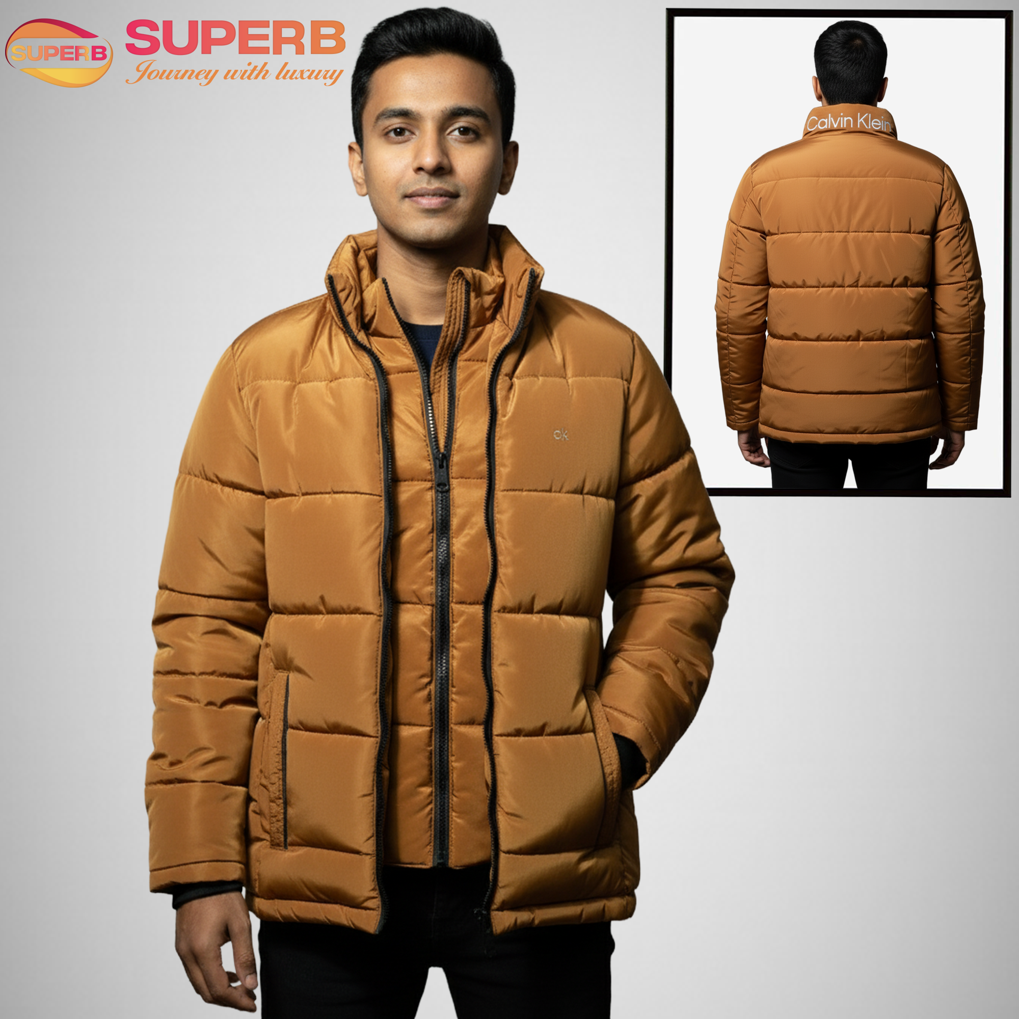 CK Premium High Neck Padding Jacket - Water Resistant | Superb - Dark Orange