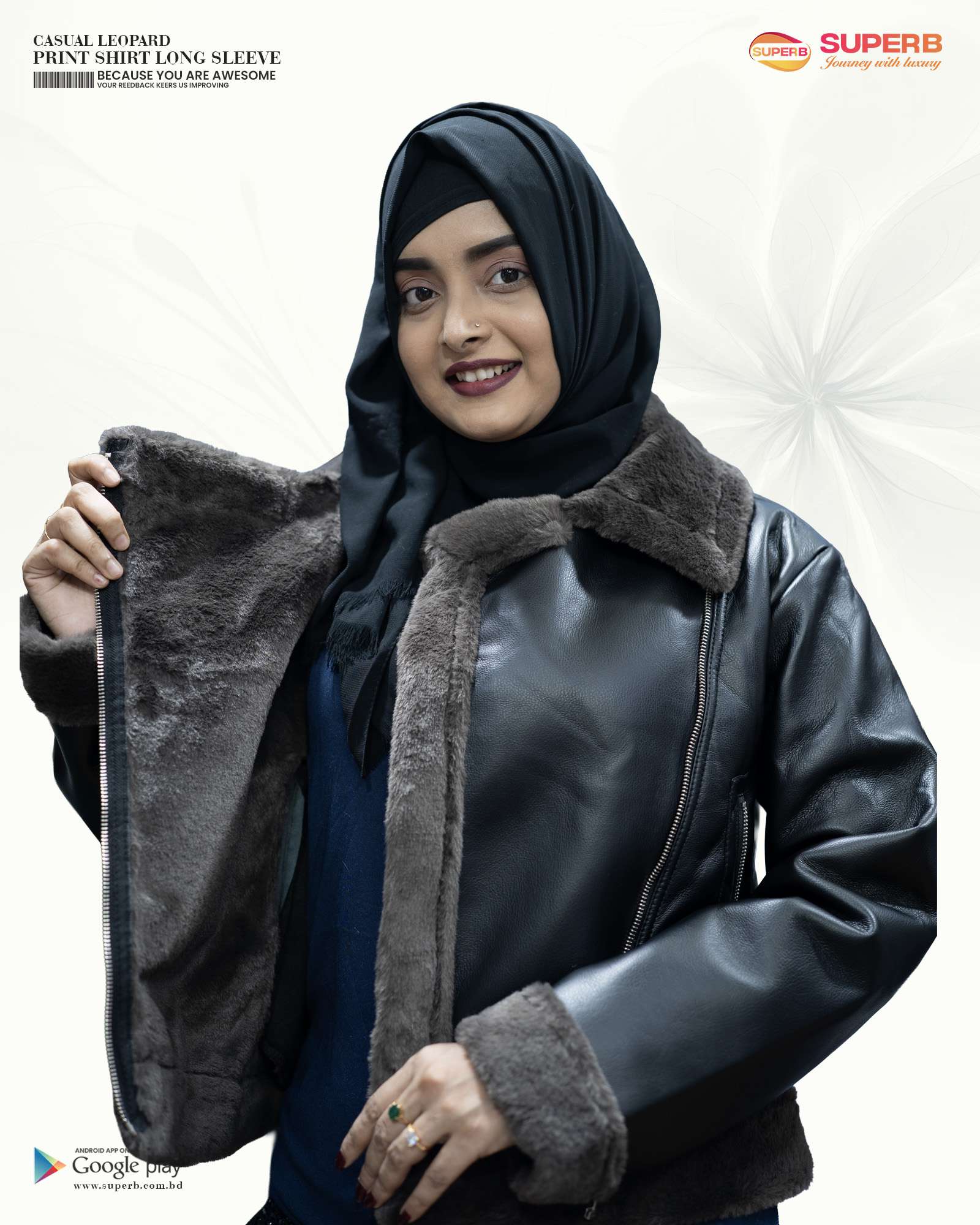 Women’s Premium Faux Leather Shearling Jacket – Black Edition | Superb Winter Collection 2025 - 