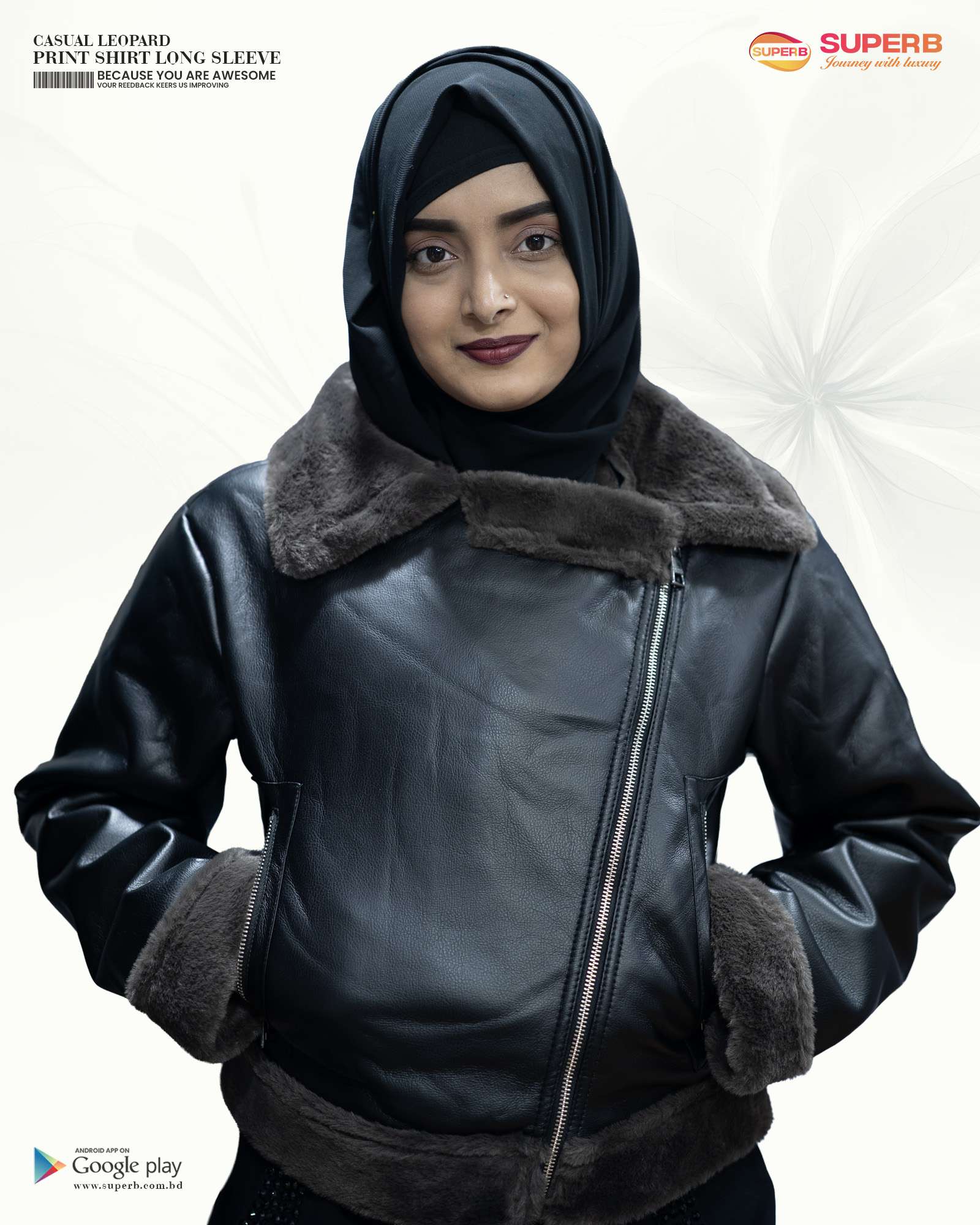 Women’s Premium Faux Leather Shearling Jacket – Black Edition | Superb Winter Collection 2025 - 