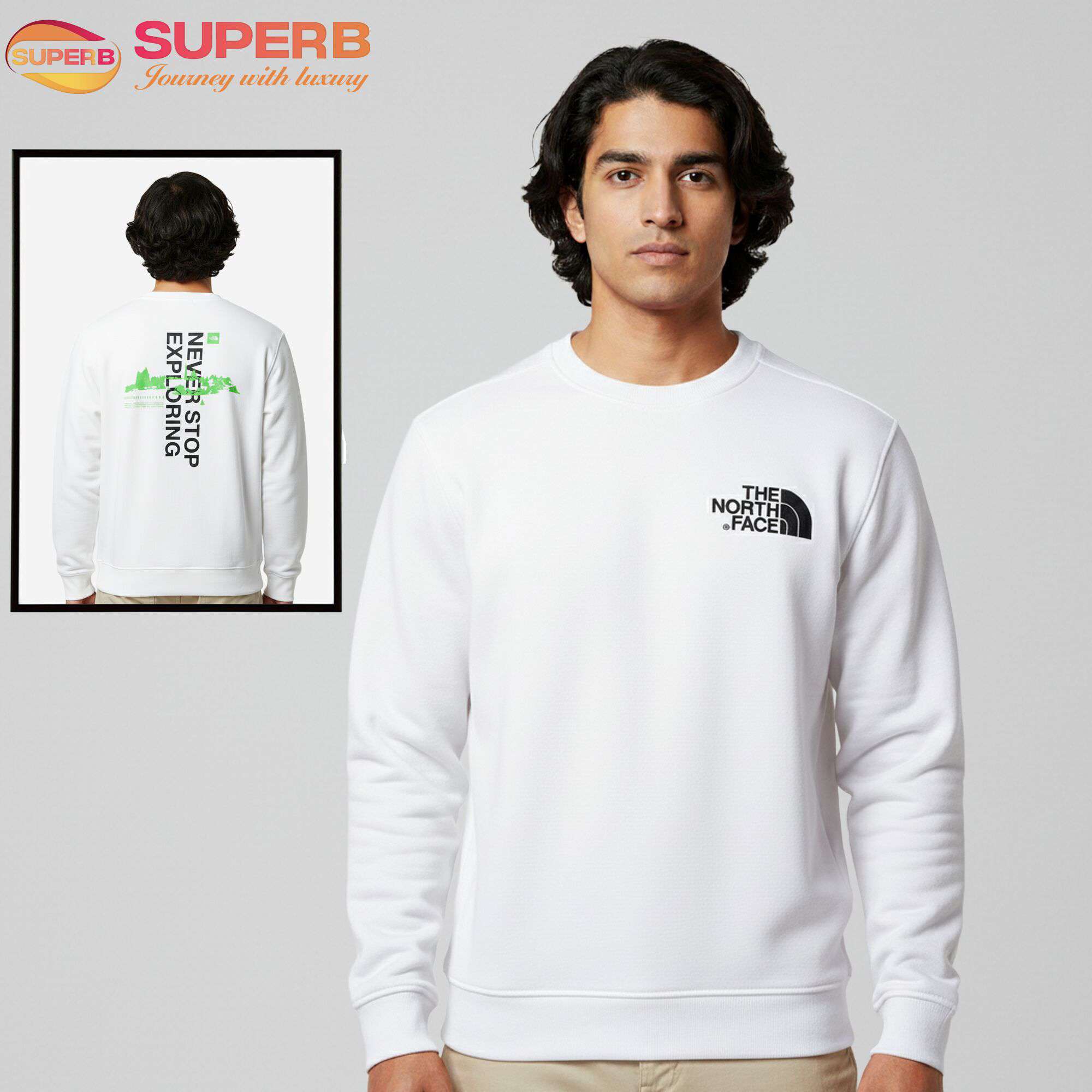 The North Face Premium Winter Sweatshirt | 350+ GSM Inner Brusho Fabric Edition || Superb - White