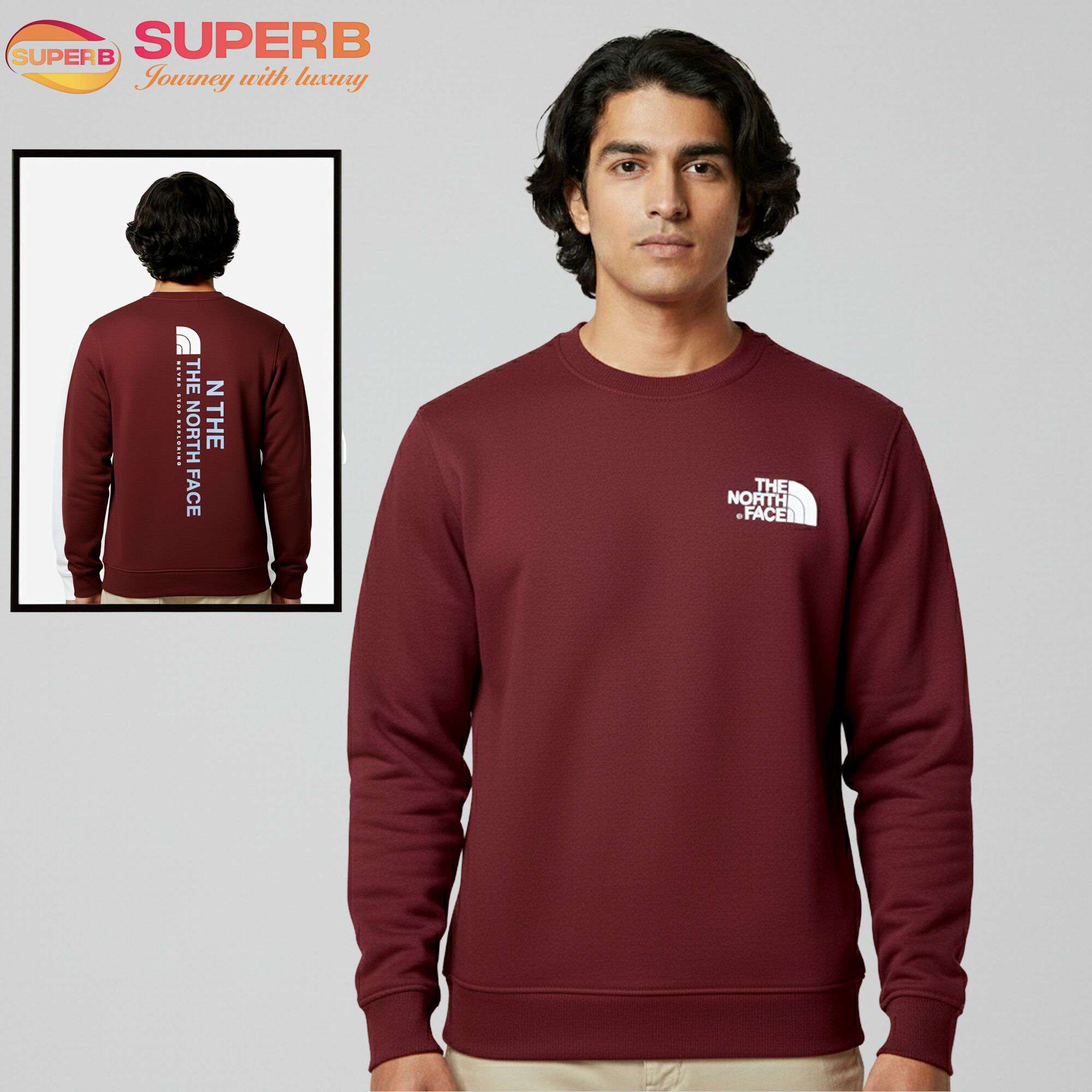 The North Face Premium Winter Sweatshirt | 350+ GSM Inner Brusho Fabric Edition || Superb - Maroon