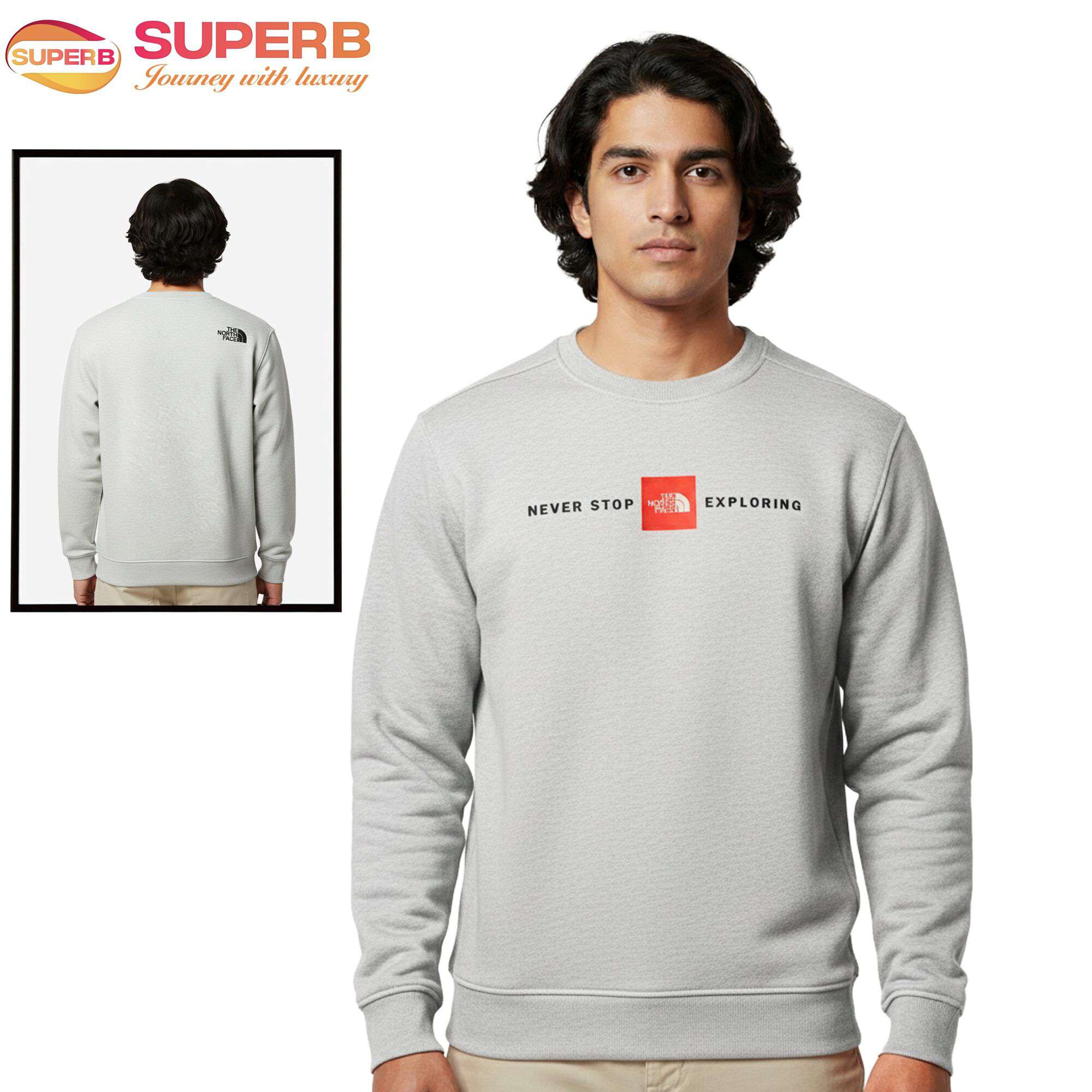 The North Face Premium Winter Sweatshirt | 350+ GSM Inner Brusho Fabric Edition || Superb - Ash Brash