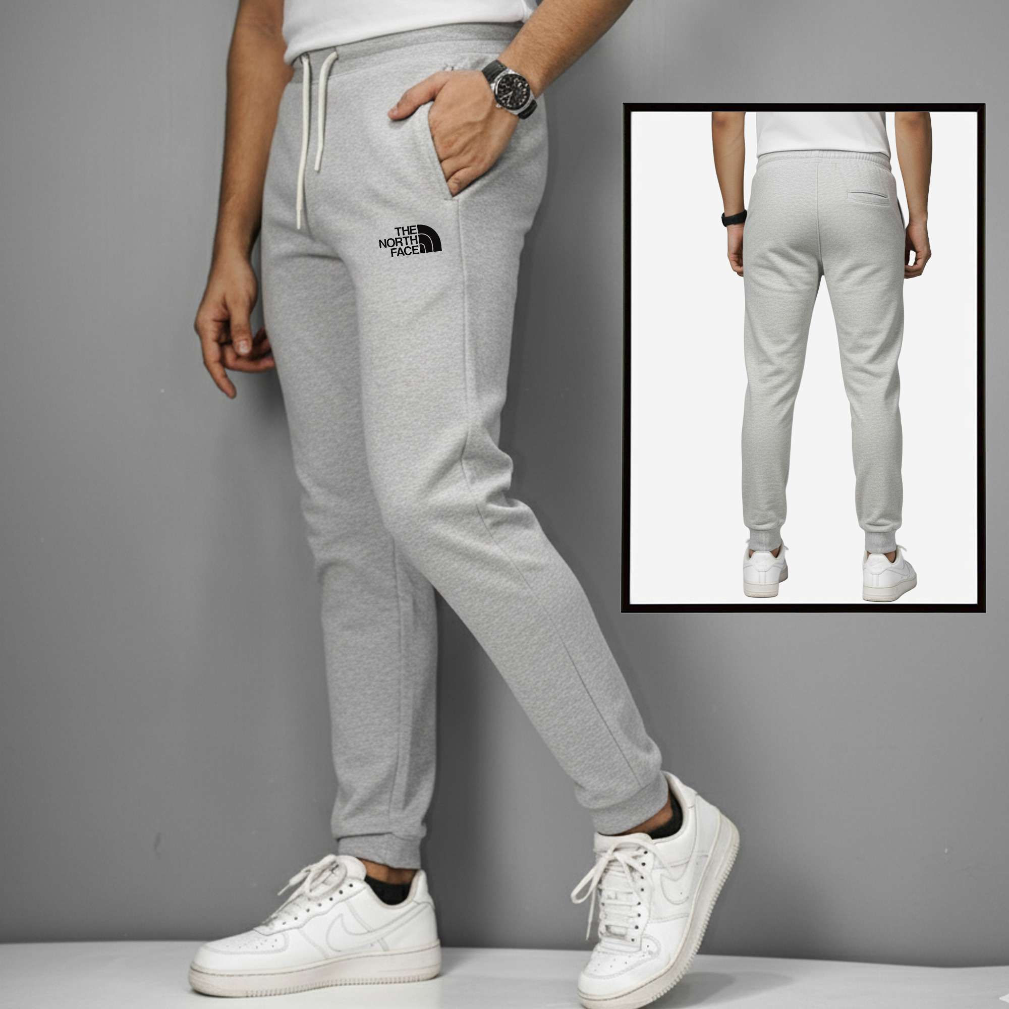 The North Face Premium Heavy Joggers | 380+ GSM Cotton-Blend Comfort Fit - Ash Brash