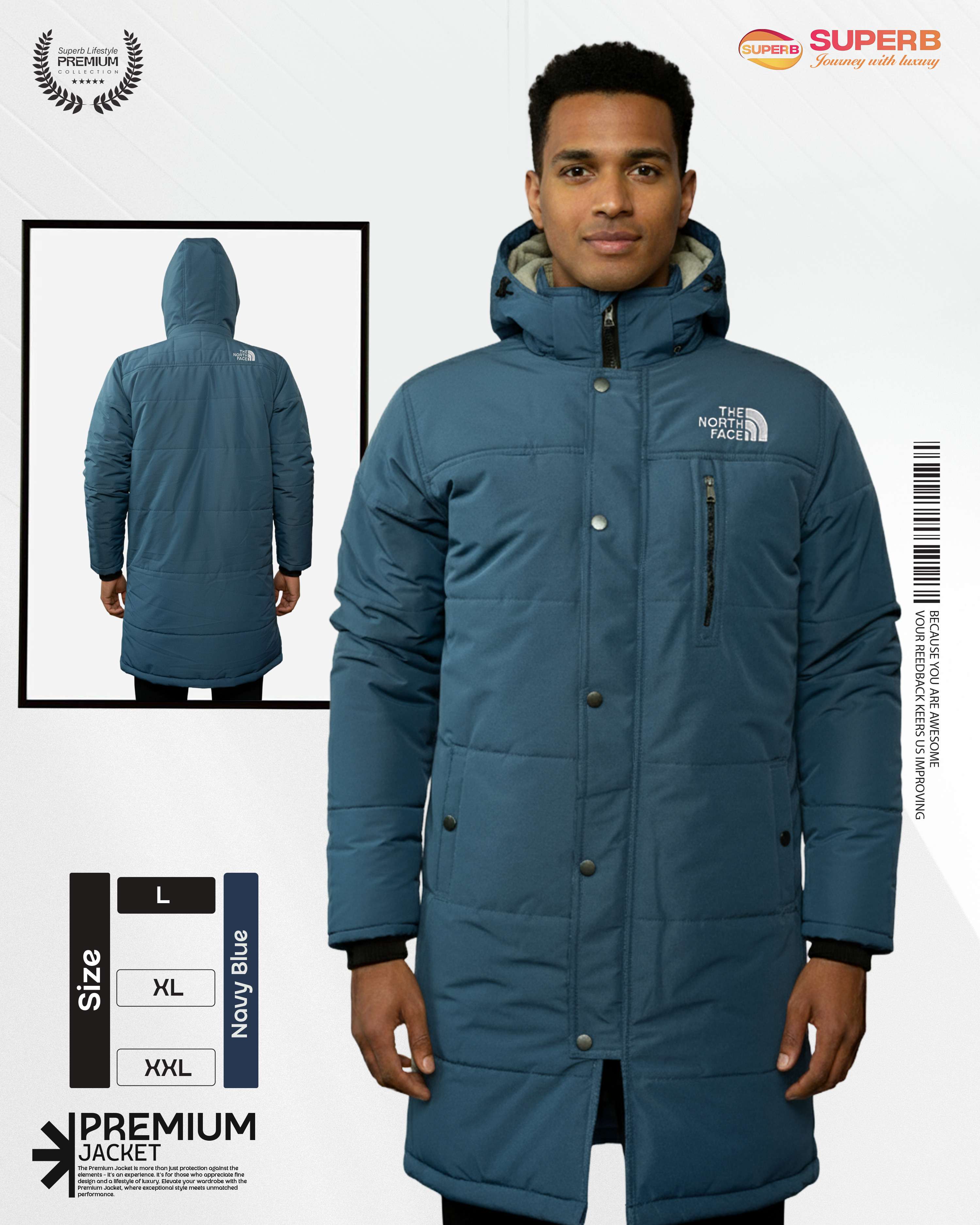 The North Face Long Sherpa-Lined Parka Jacket | Premium Winter Protection - Navy Blue