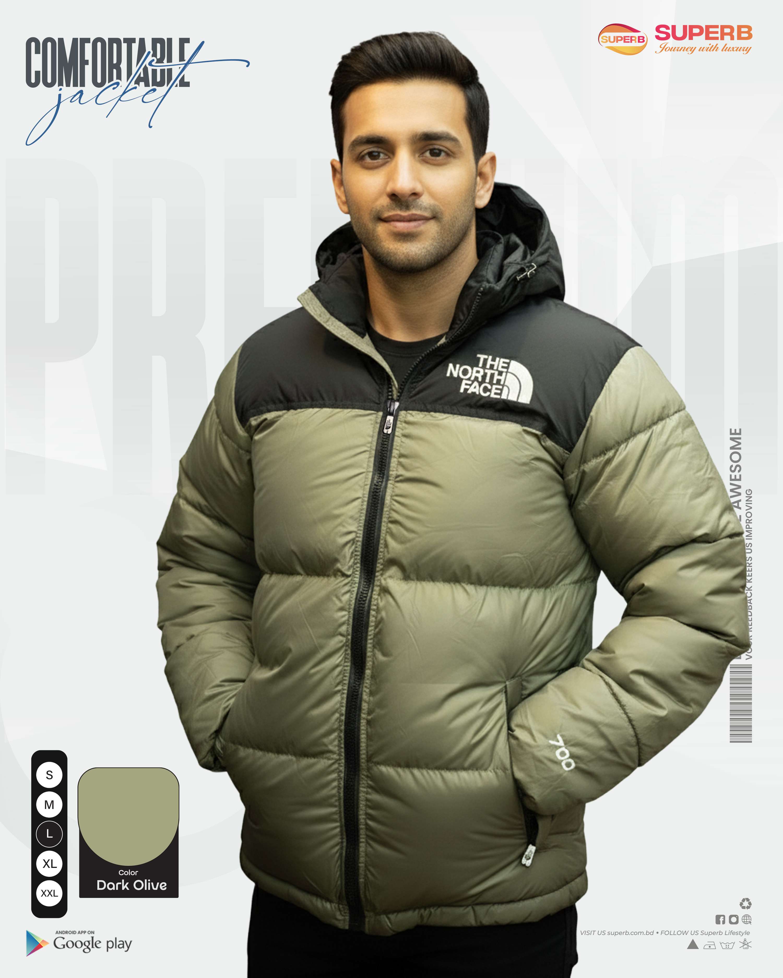 The North Face – 1996 Retro Nuptse Jacket 700 Series (2025 Model) | Superb - Dark olive