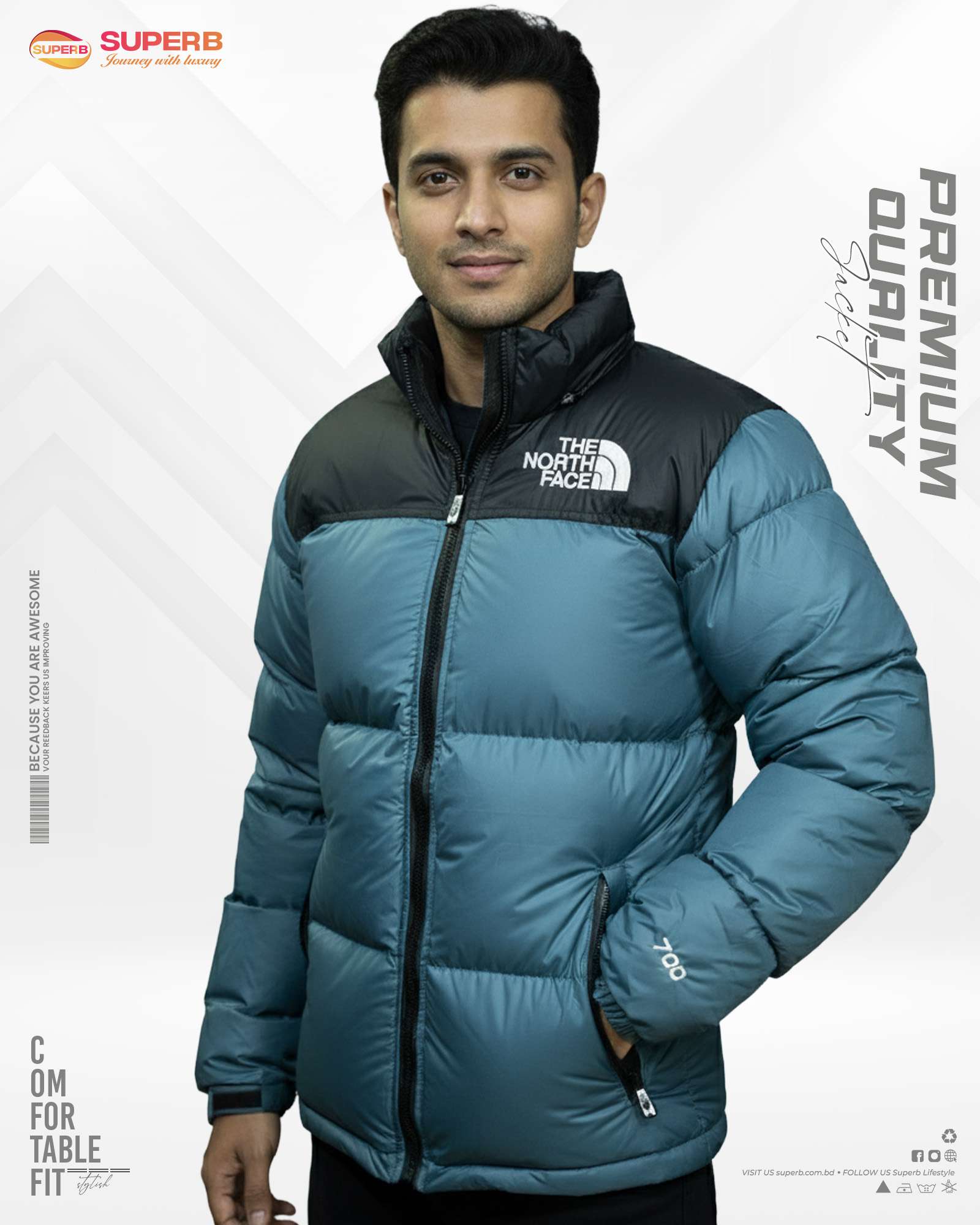 The North Face 1996 Retro Nuptse 700 Series High-Neck Jacket | 2025 Premium Winter Edition - Petrol