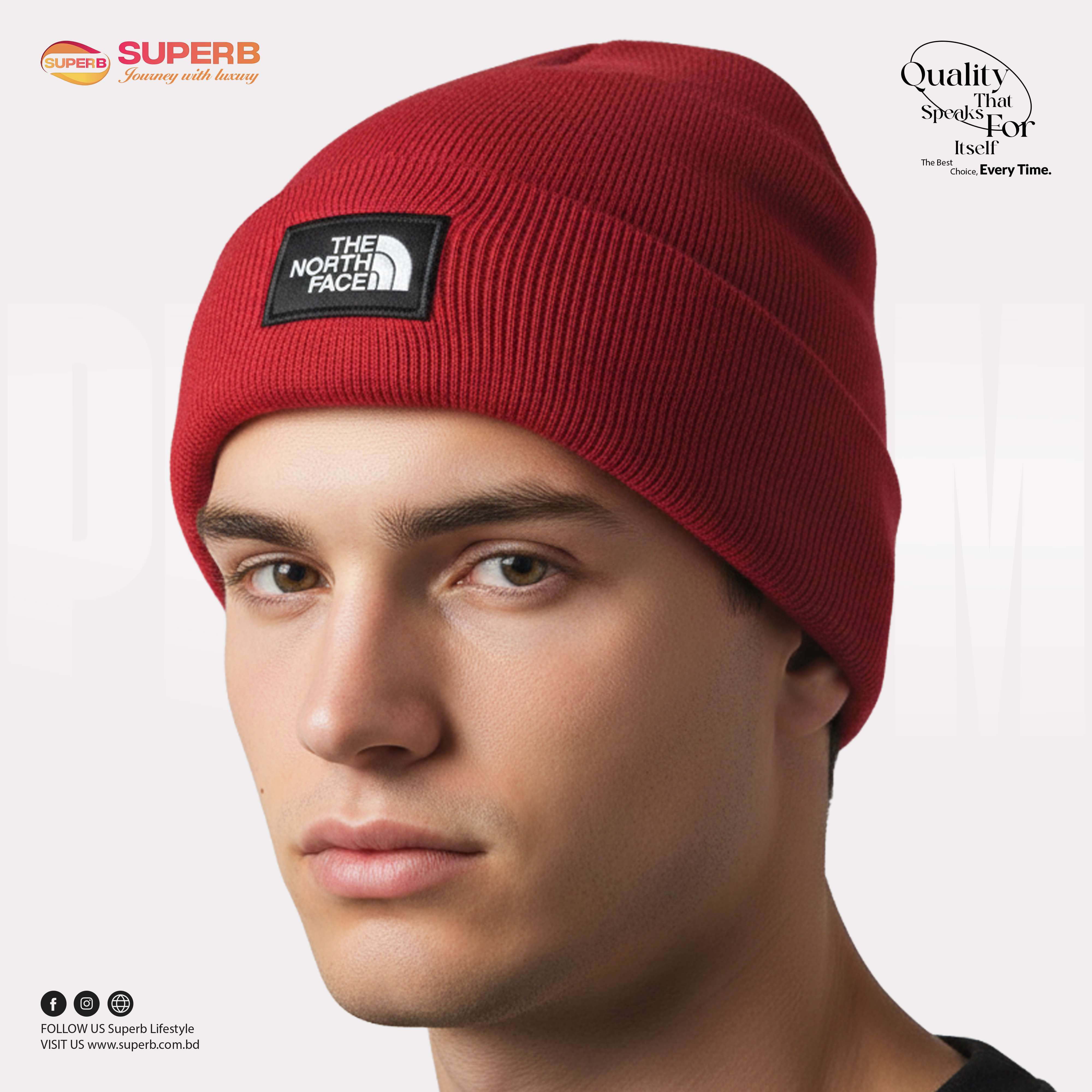 The North Face Premium Winter Beanie – Unisex Knit Hat || Superb - Maroon