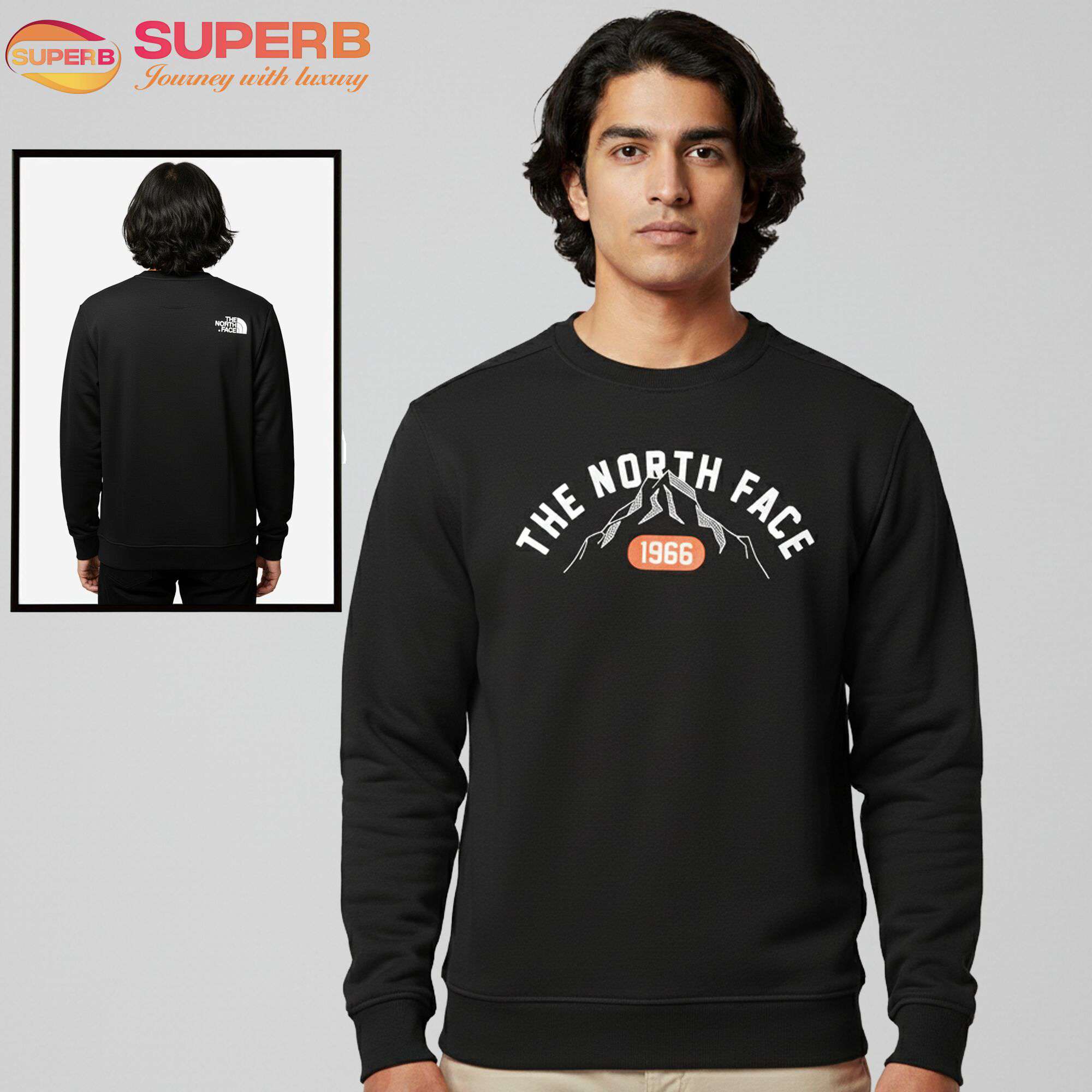 The North Face Premium Winter Sweatshirt | 350+ GSM Inner Brusho Fabric Edition || Superb - Black