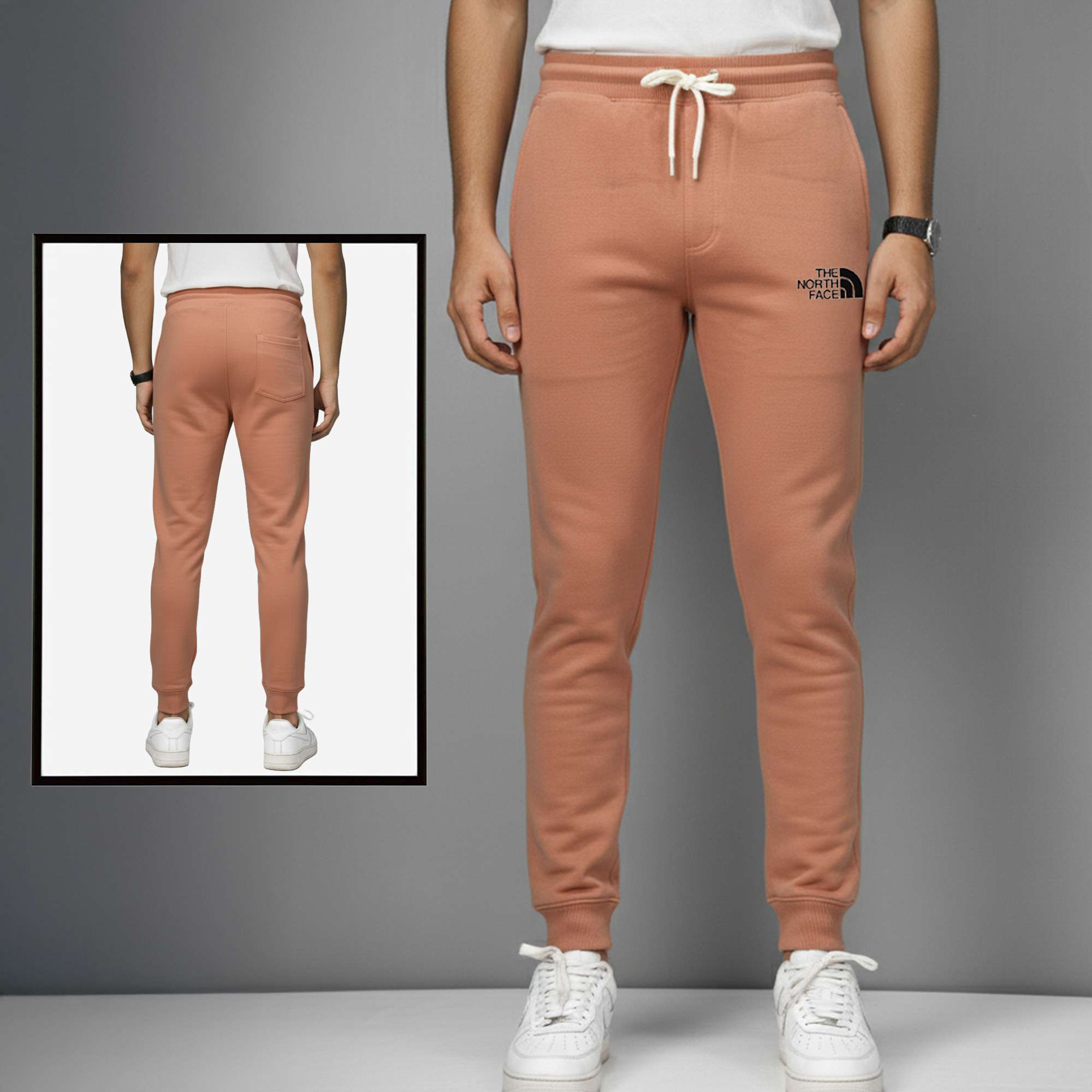 The North Face Premium Heavy Joggers | 380+ GSM Cotton-Blend Comfort Fit - Salmon Pink