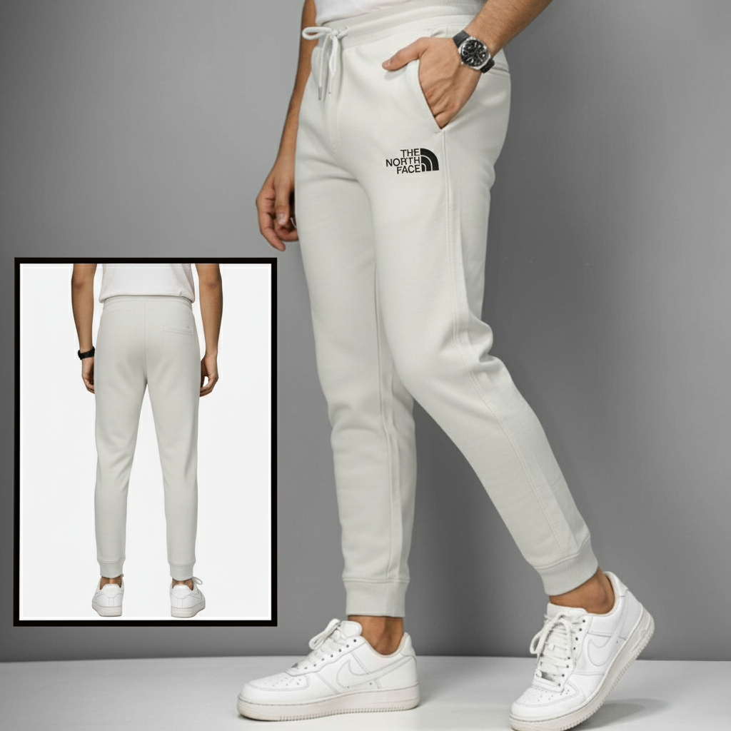 The North Face Premium Heavy Joggers | 380+ GSM Cotton-Blend Comfort Fit - Off-white