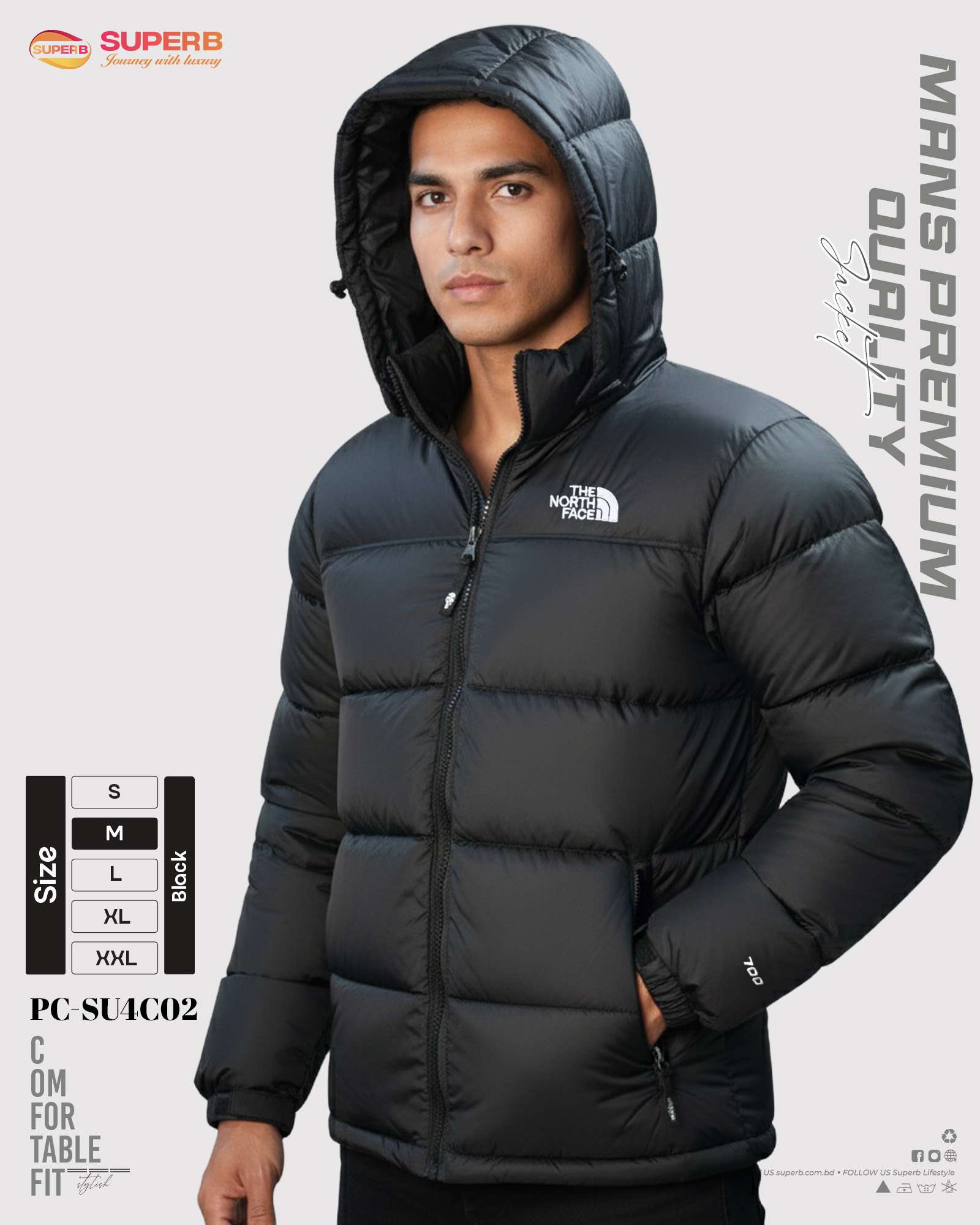 The North Face - 1996 Retro Nuptse Jacket (700 Series) New Model– Multi Color Options | Superb Lifestyle - Black