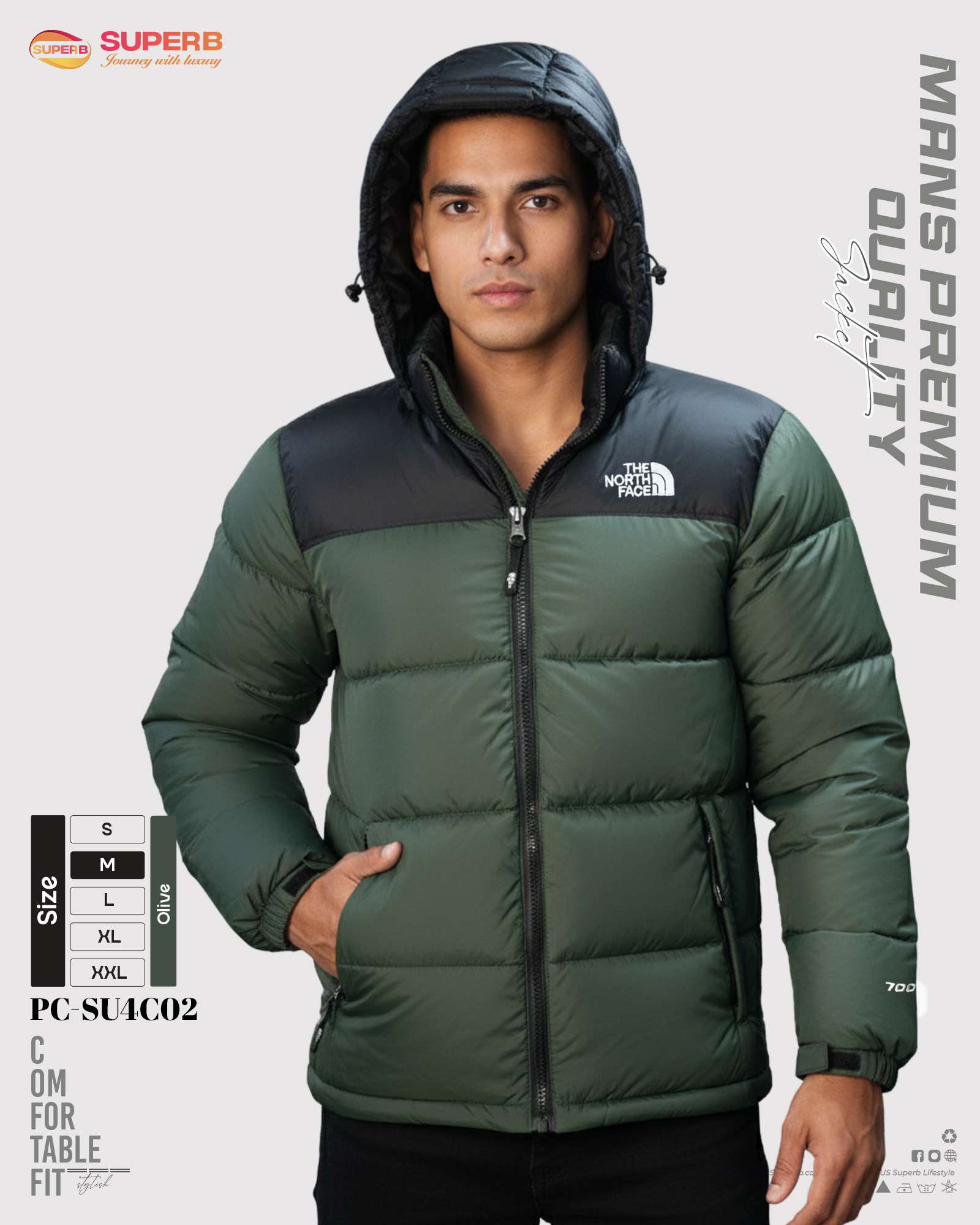 The North Face - 1996 Retro Nuptse Jacket (700 Series) New Model– Multi Color Options | Superb Lifestyle - Olive.