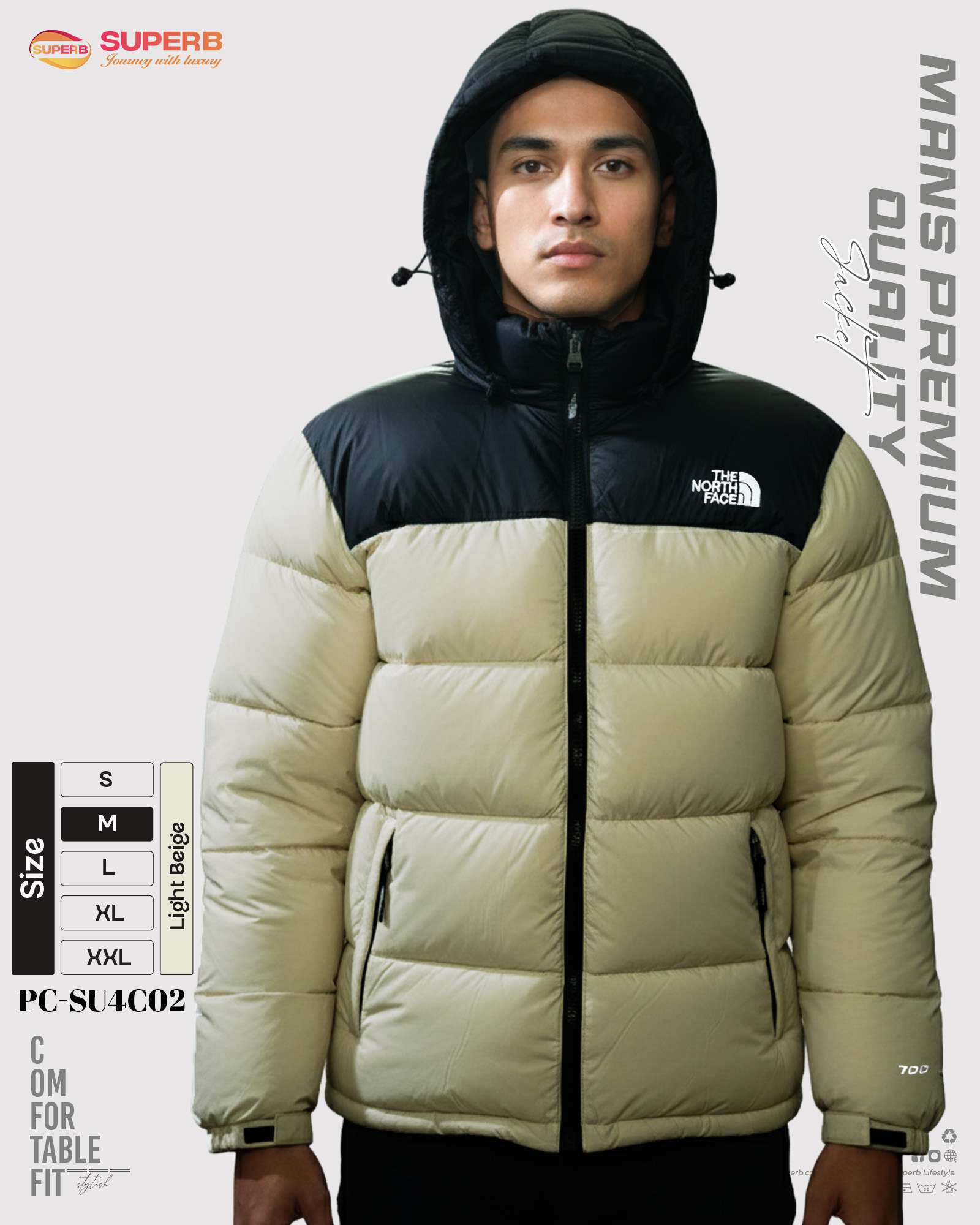 The North Face - 1996 Retro Nuptse Jacket (700 Series) New Model– Multi Color Options | Superb Lifestyle - Light Beige