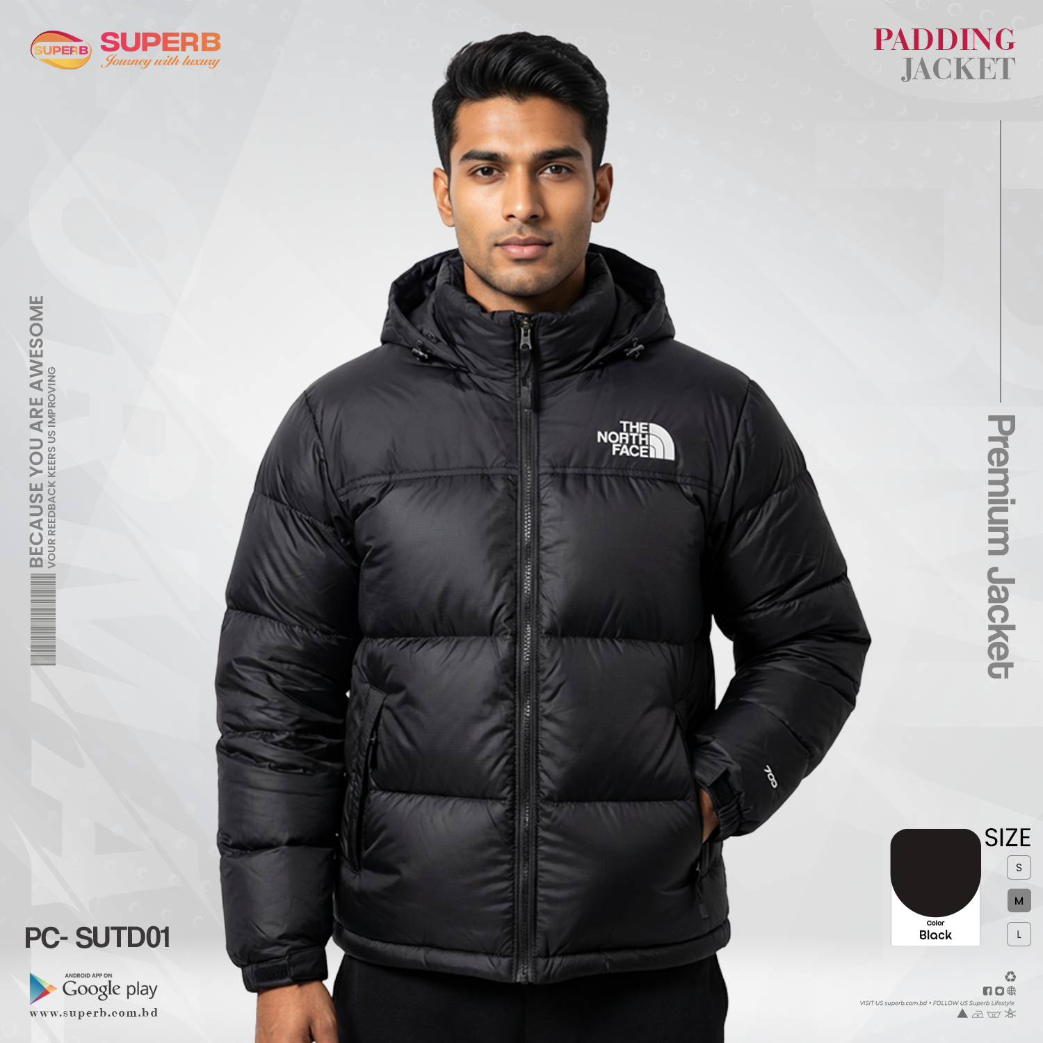 The North Face 1996 Retro Nuptse 700 Series Original Duck Feather Padding Jacket – Black| Superb Lifestyle - 