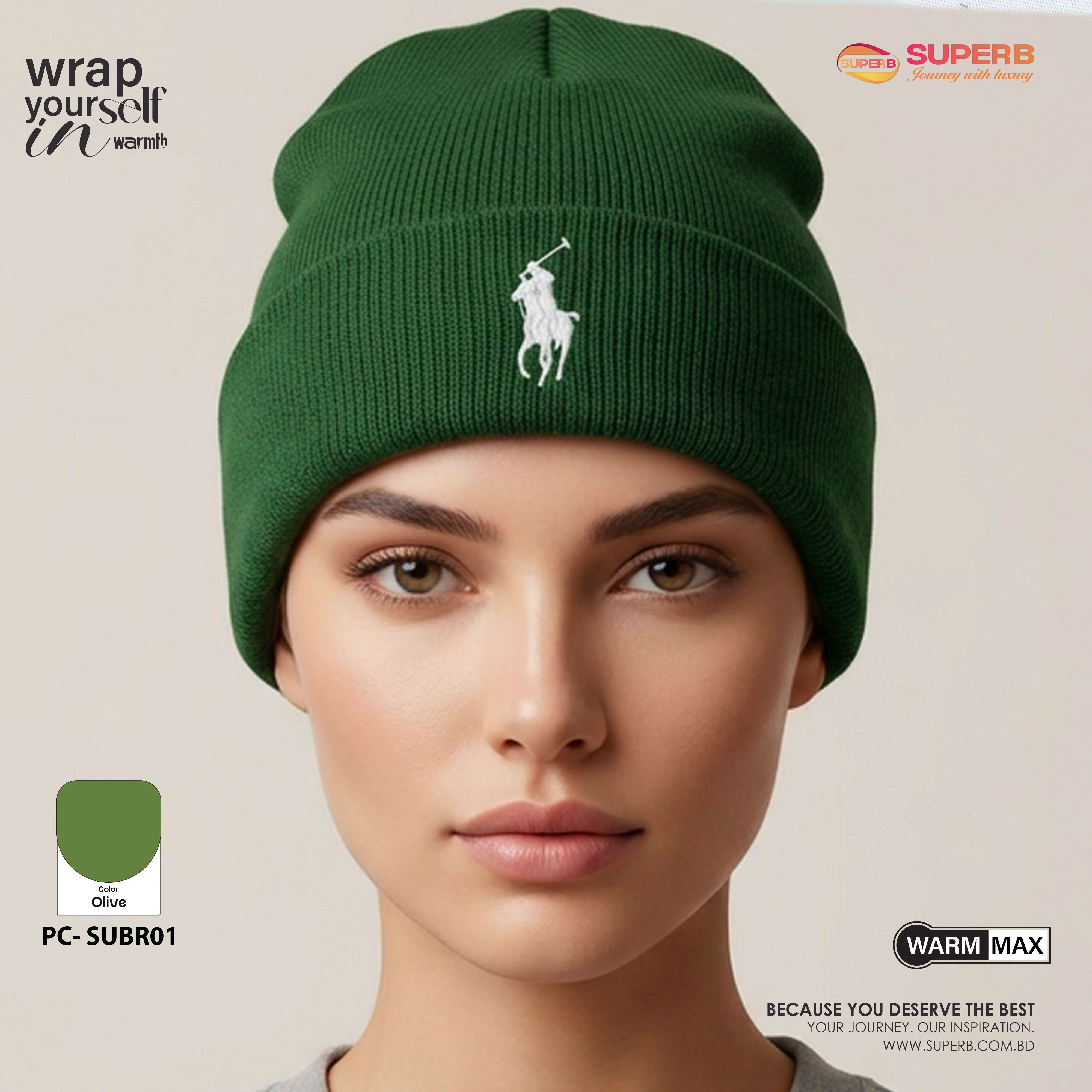 Ralph Lauren Premium Winter Beanie – Unisex Knit Hat || Superb - Olive