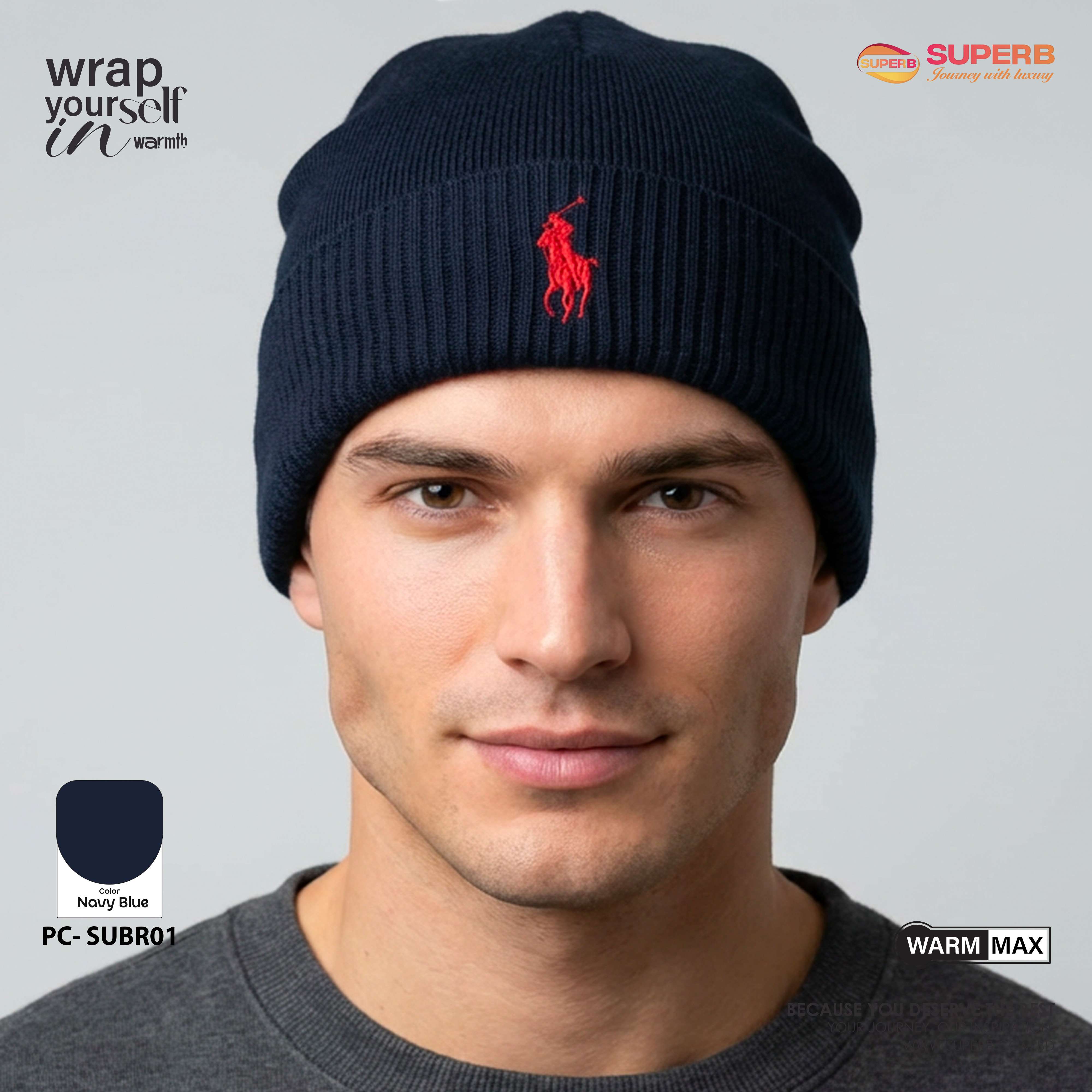 Ralph Lauren Premium Winter Beanie – Unisex Knit Hat || Superb - Navy Blue
