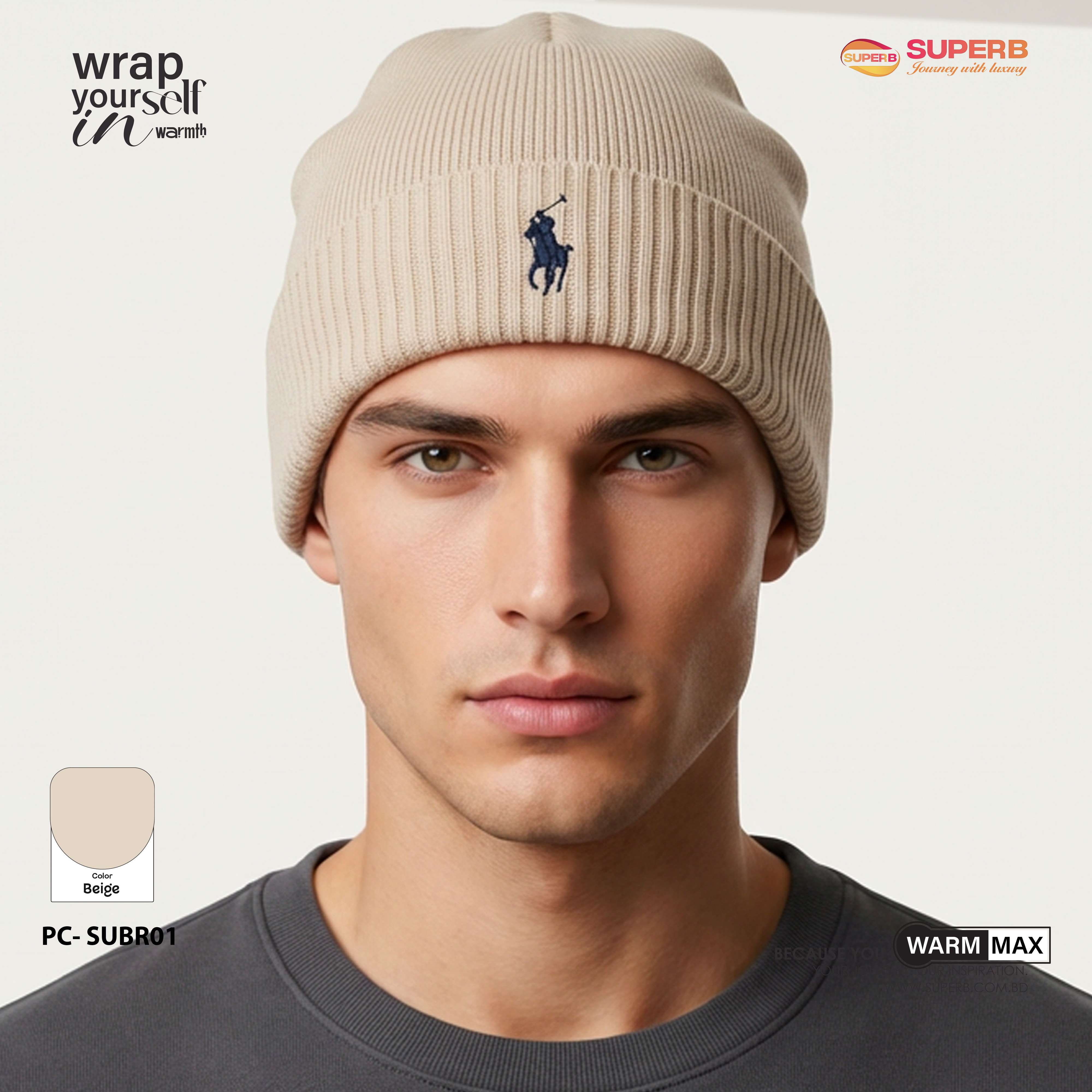 Ralph Lauren Premium Winter Beanie – Unisex Knit Hat || Superb - Beige