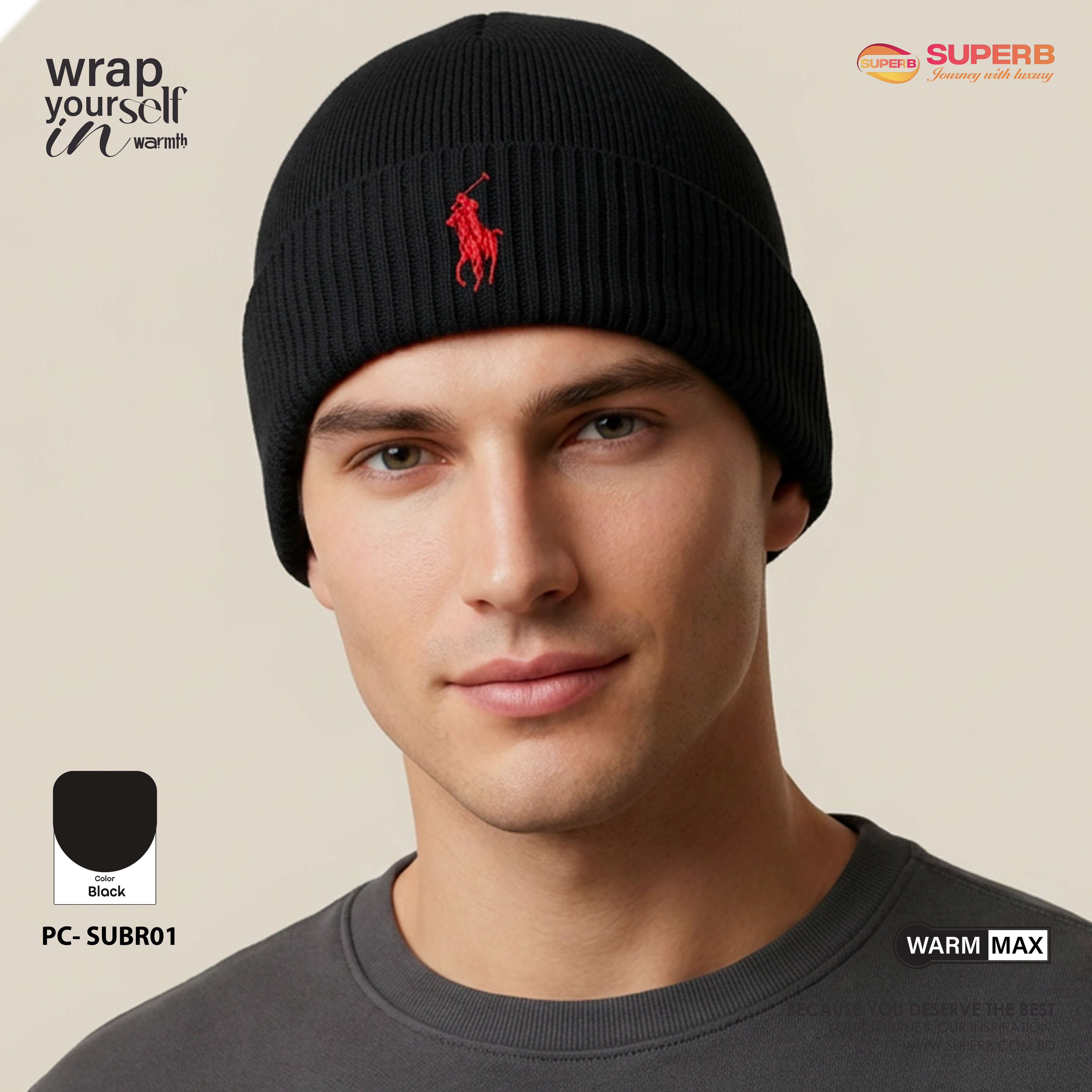 Ralph Lauren Premium Winter Beanie – Unisex Knit Hat || Superb - Black