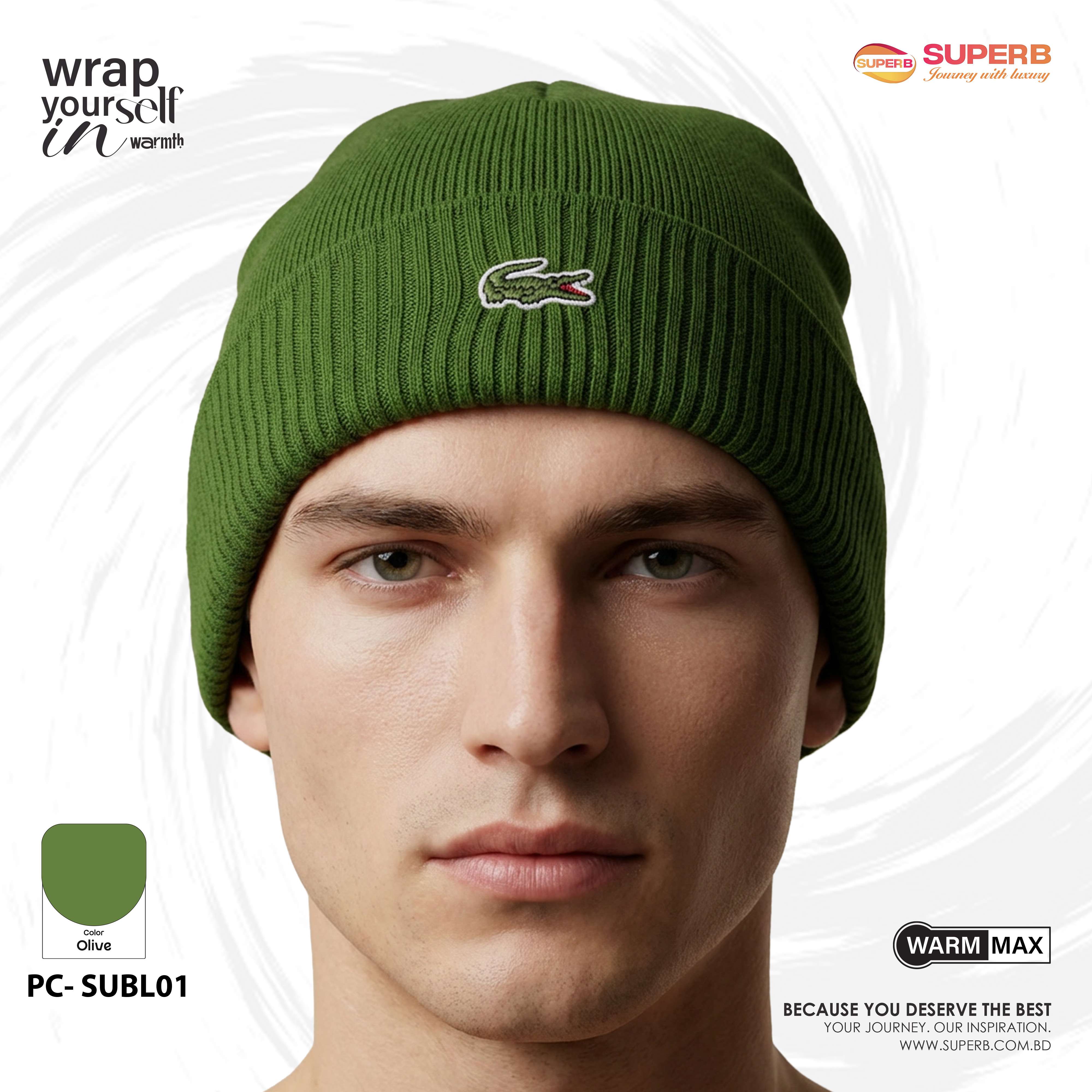 Lacoste Premium Winter Beanie – Unisex Knit Hat || Superb - Olive