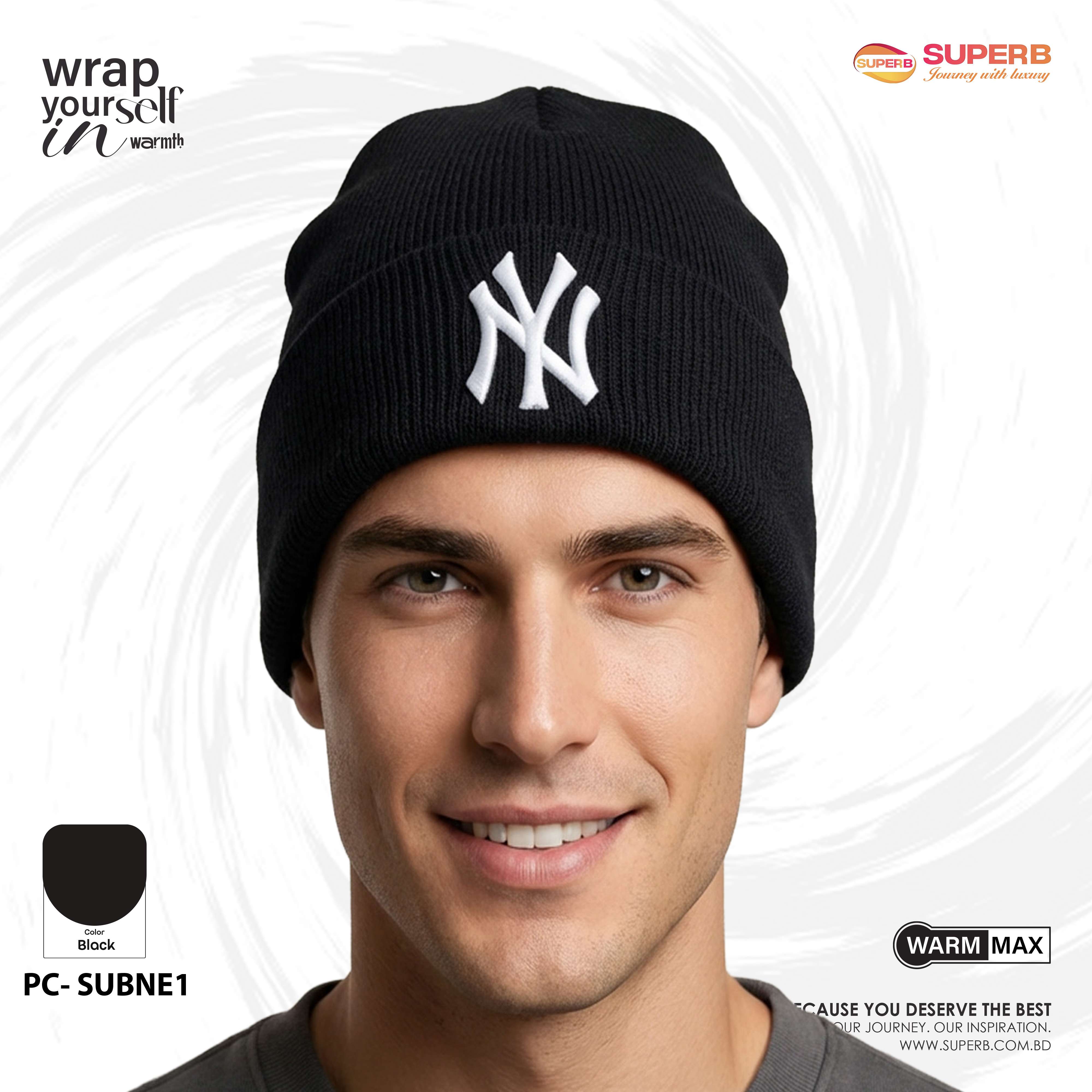 New Era Premium Winter Beanie – Unisex Knit Hat || Superb - Black