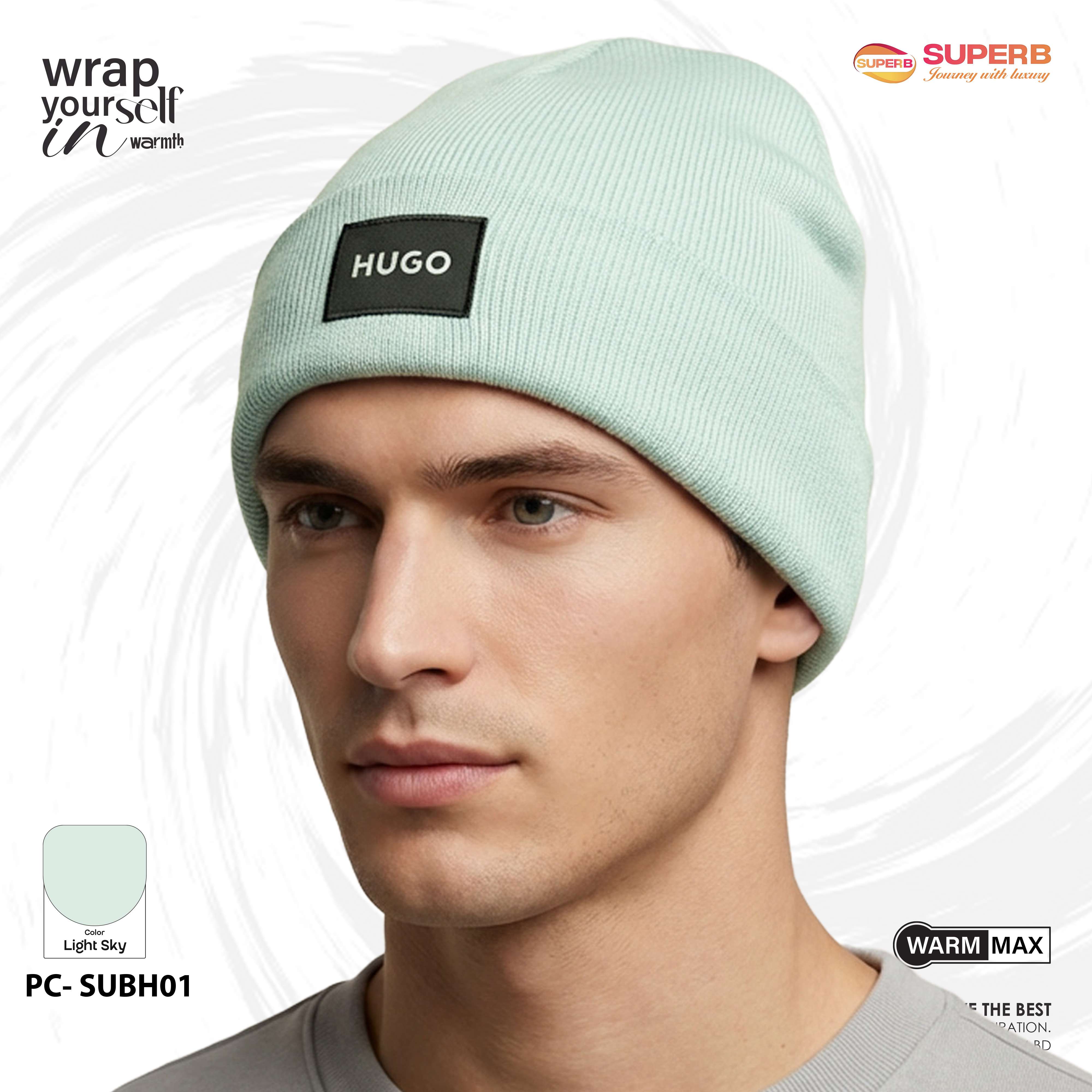 Hugo Boss Premium Winter Beanie – Unisex Knit Hat || Superb - Sky light