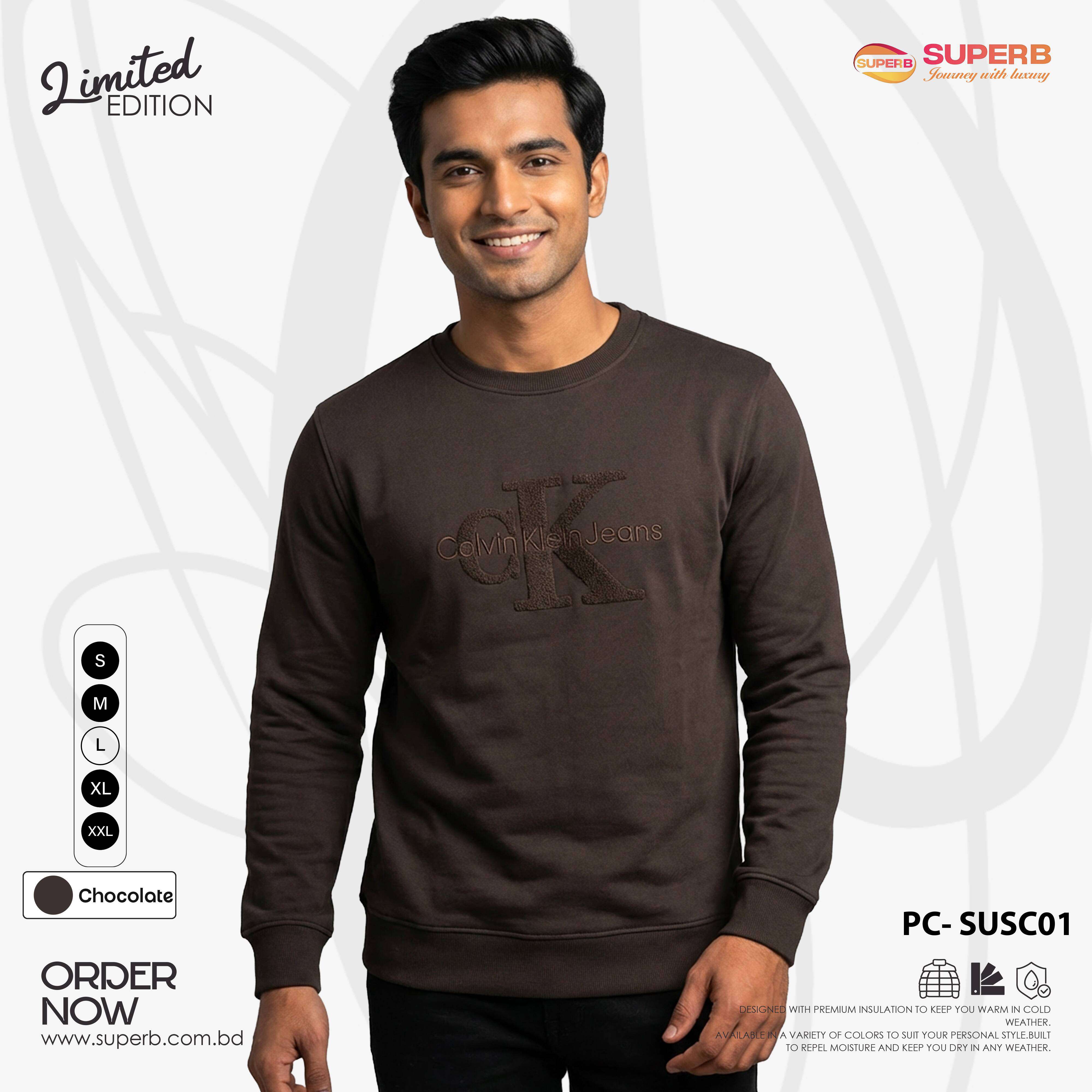 CK Premium Sweatshirt | 380+ GSM Brushed Inner || Superb Lifestyle - Chocolate