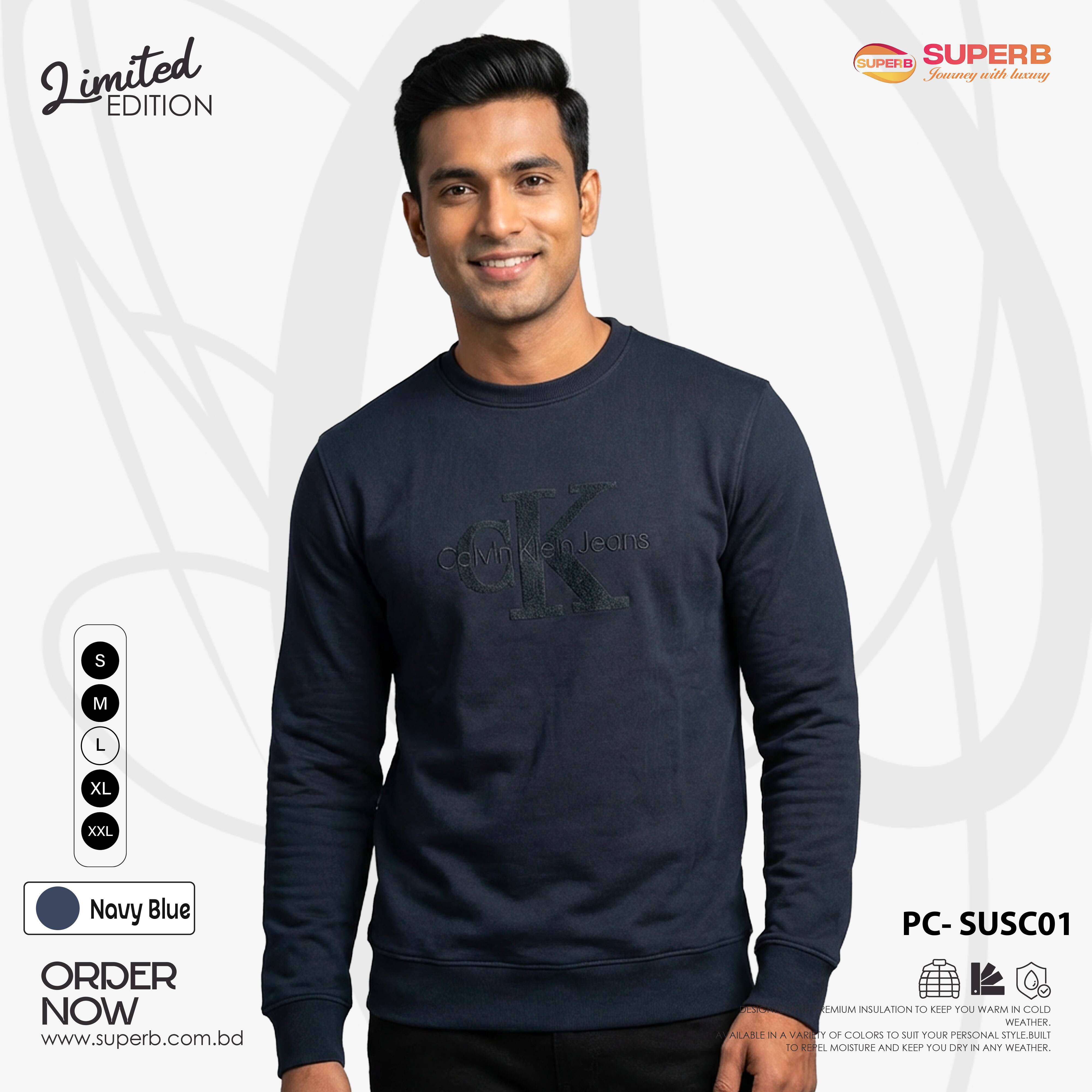 CK Premium Sweatshirt | 380+ GSM Brushed Inner || Superb Lifestyle - Navy Blue